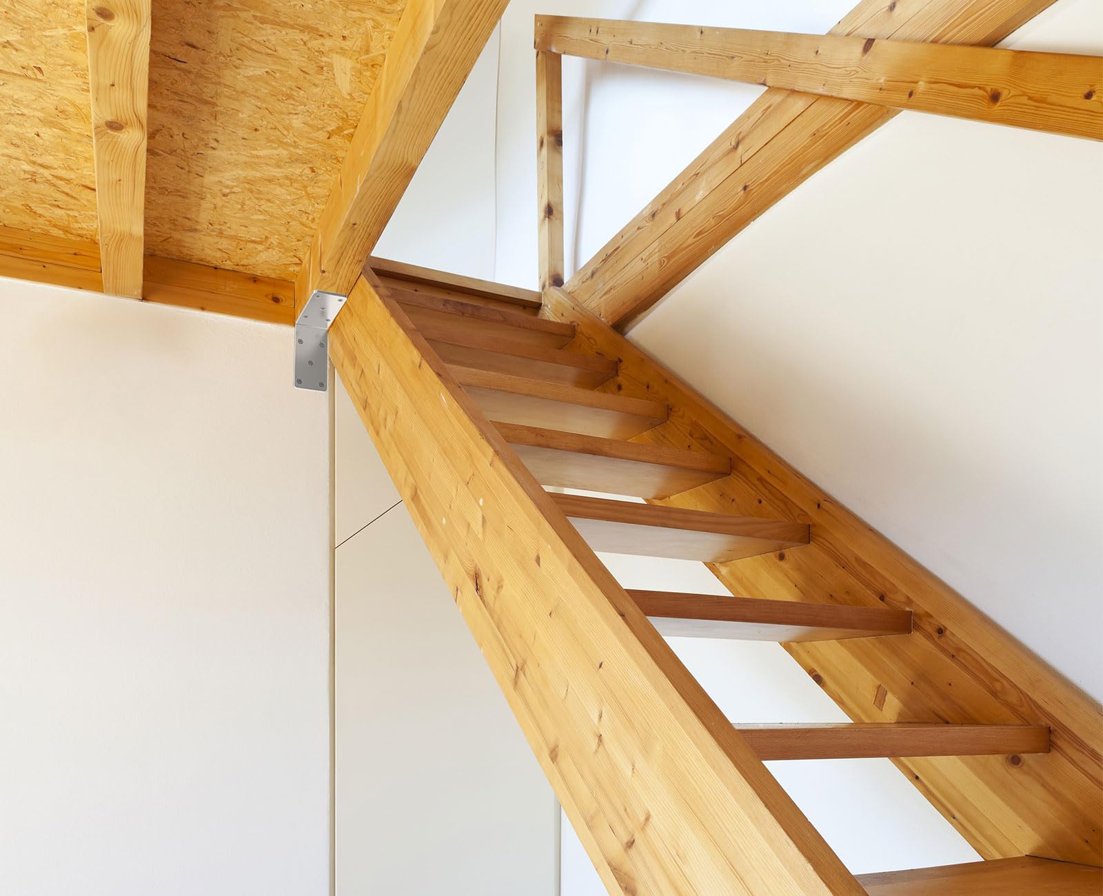 (8 pezzi) Staffe a L resistenti per legno, staffe per mensole in metallo, staffa angolare a 90 gradi, grande staffa ad angolo retto, connettore da palo a fascio 5 x 5 argento