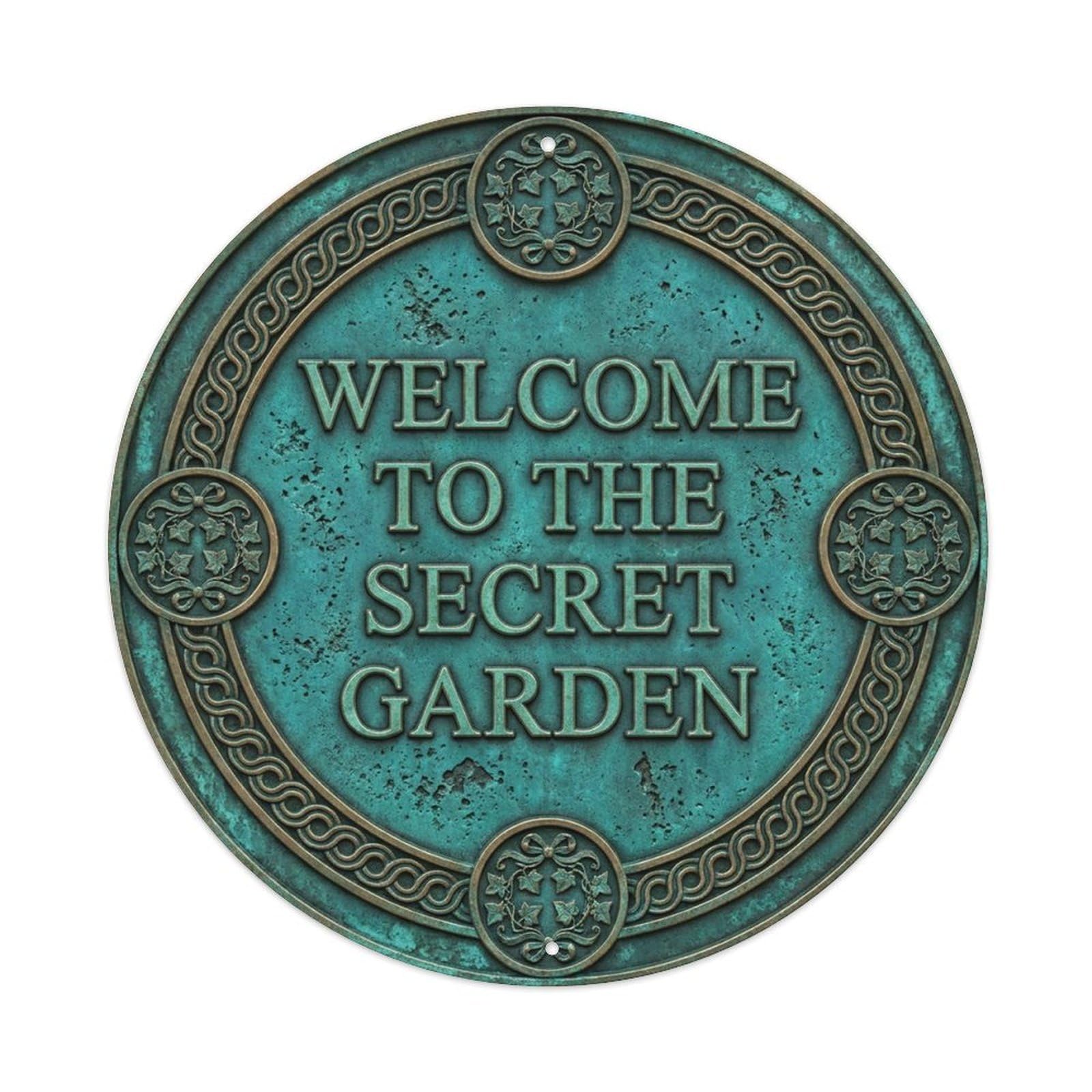Vintage Welcome Secret Garden Botanical Heirloom Metal Tin Sign