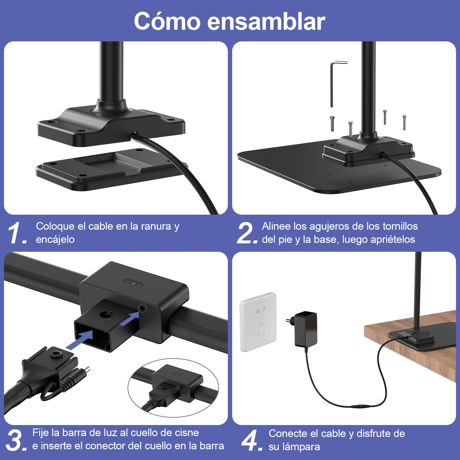 KableRika Lámpara Escritorio LED, 24W Flexo Escritorio con Base, Luz de Arquitecto Regulable, luz monitor con Temporizador, 1500 lúmenes para Leer, Estudiar y Oficina en el Hogar