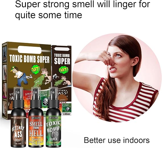 Tricky Liquid Fart Spray 3 PCS – Ultra-Strong Stinky Prank Kit for Adults. Hilarious Fake Fart Gag for Friends & Family. Super Smelly & Realistic Practical Joke Fun. Perfect for Pranks, Gags & Laughs