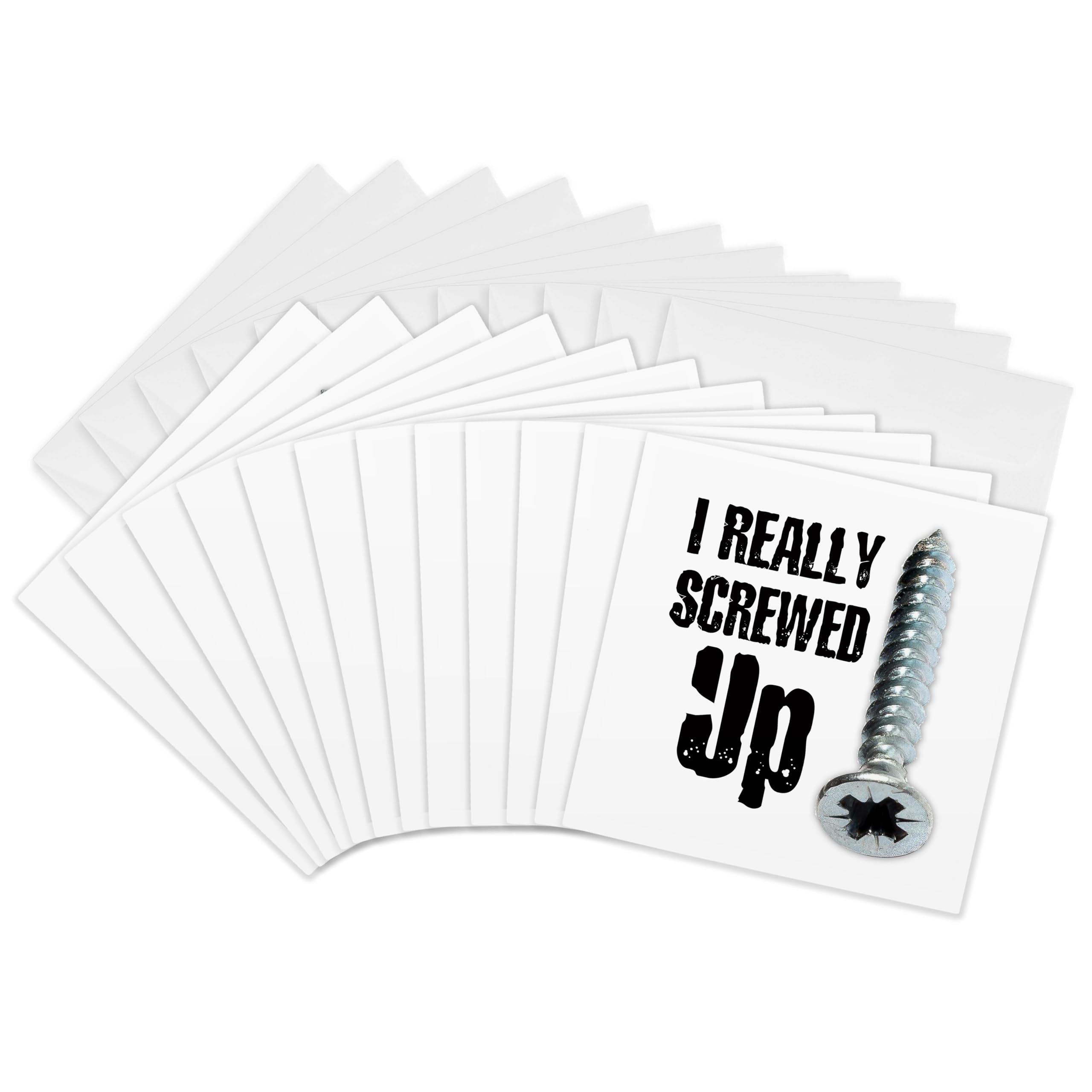 3dRose Greeting Cards - Image of Words I Really Screwed Up On White Background - 12 Pack - – Humorous Sayings