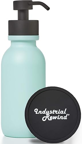 Vista 32 de Dispensador de jabón de vidrio con bomba de metal, botella de loción de vidrio de 16 onzas Transparente/cromado,Espuma de mar/cromo,Coral/Cromo,Gris