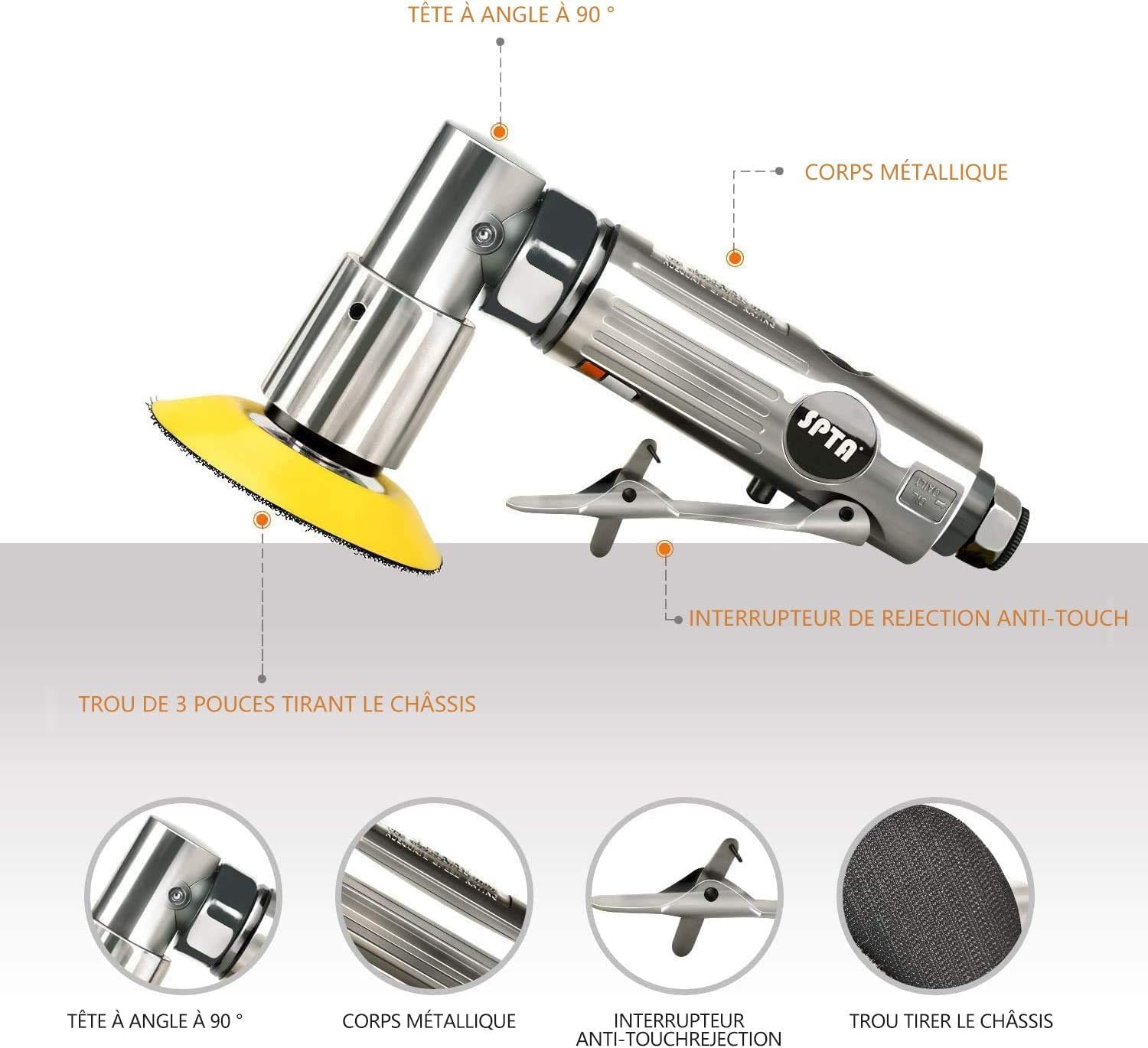 Dimensions of the SPTA Mini Air Sander
