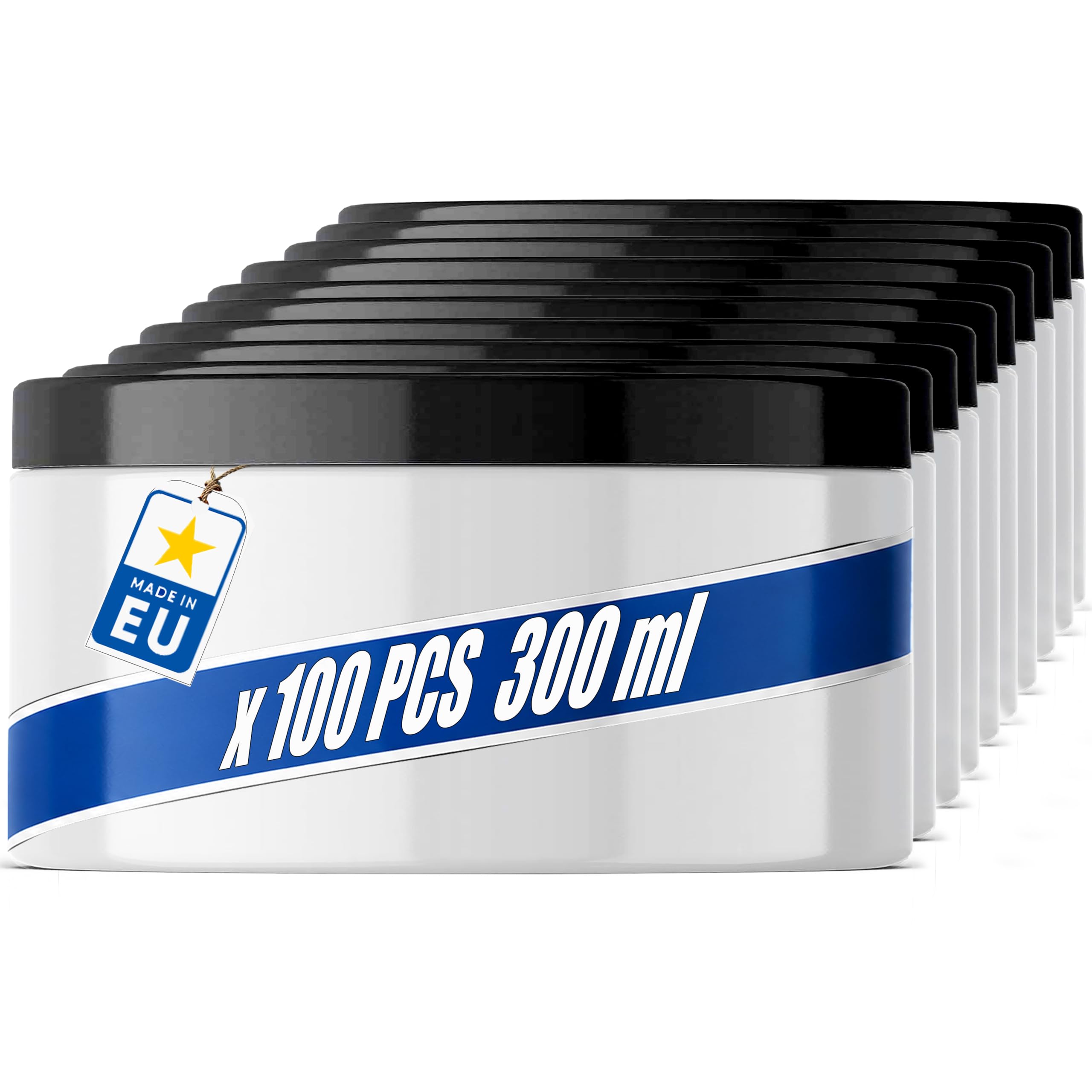 POSH Vorratsdose 100x300ml Luftdicht - kleine Aufbewahrungsdose aus Lebensmittelechtem PET mit Schraubdeckel - weiße Plastikdosen mit Deckel für Gewürze Kräuter Nüsse - runde mini Kunststoffdose