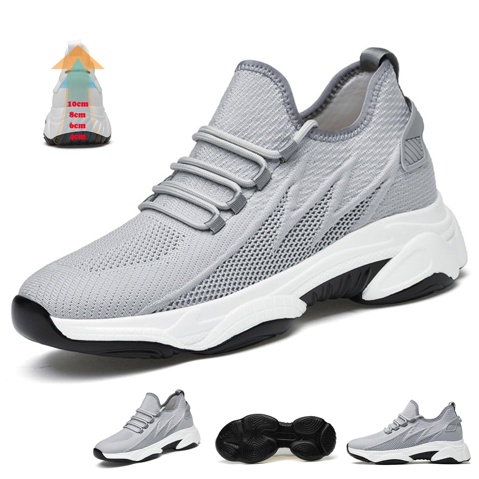 Zapatillas Elevadoras para Hombre Mujer 4/6/8/10 Cm Unisex Invisibles Aumentar la Altura Exteriores Informales Ligeros Cómodos Antideslizantes Transpirables Malla Zapatillas