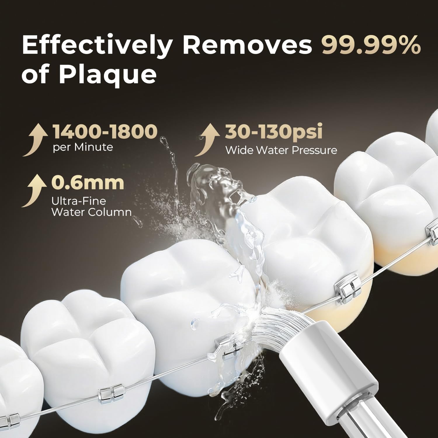 Bezvoi Water Flosser for Teeth, 5 Modes & 40-Day Battery, Irrigator Dental Pick for Braces, Orthodontic, Sensitive Gums, Removable 300ML Tank for Easy Clean, Cordless & Portable for Travel, Black