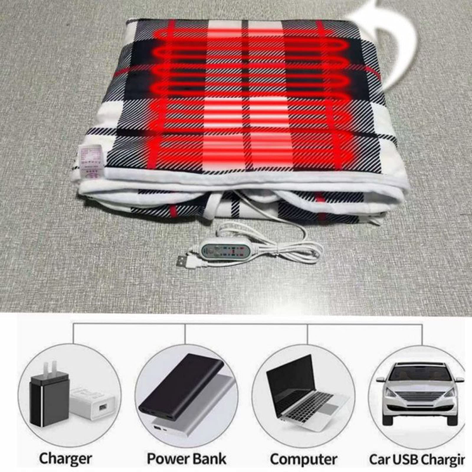 Koc elektryczny, elektryczny, podgrzewany koc do noszenia, szal z 3 ustawieniami ogrzewania, koc podgrzewany, szal, bezprzewodowy okład USB dla kobiet