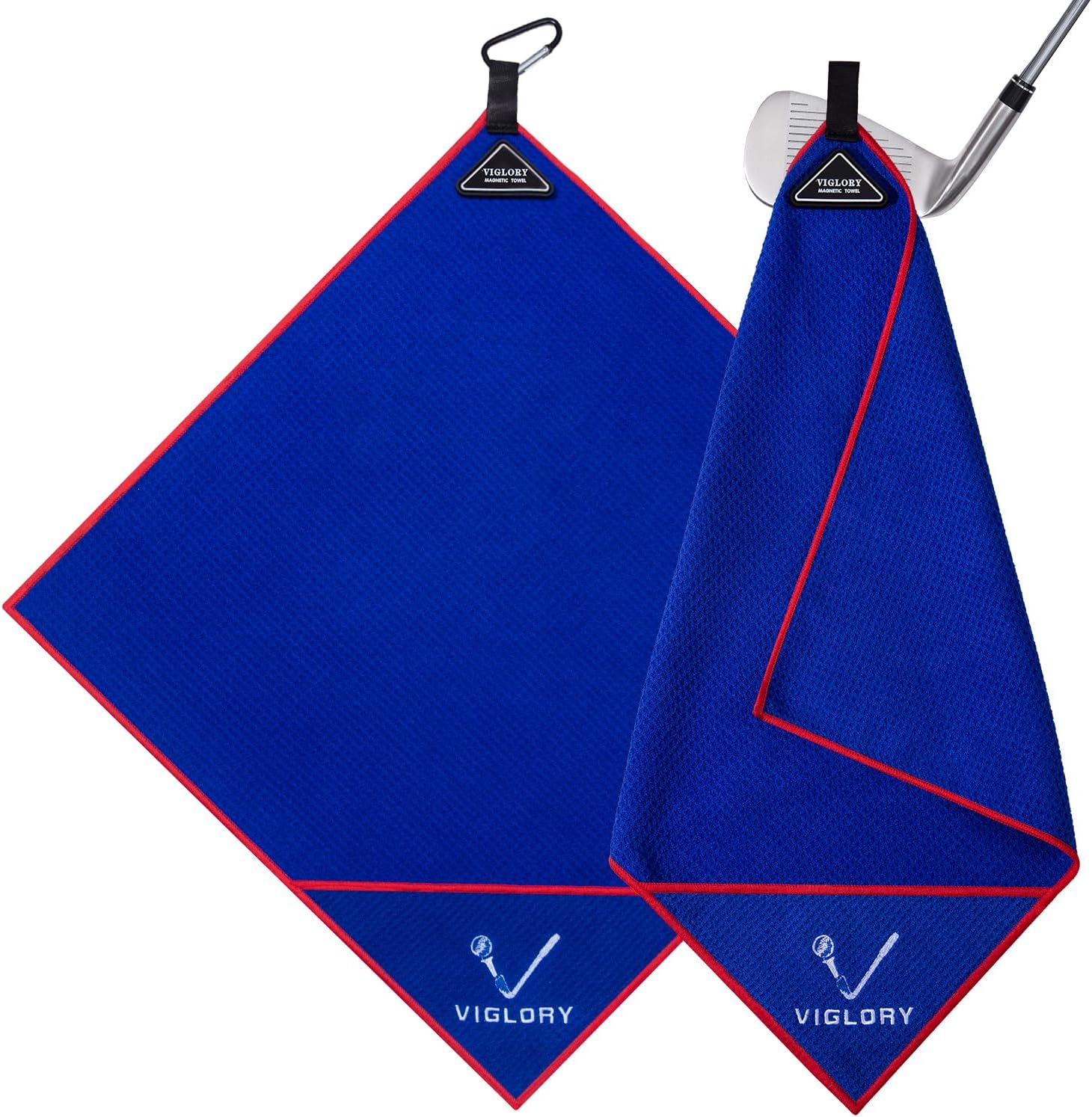 Magnetic Golf Towel for Bag 18" x 18" with Clip Exclusive Cleaning Pocket Microfiber Waffle Ultra Absorbent Club Ball Cleaner, Essential Golf Accessories and Gifts for Men Women(Blue 1 Pack)