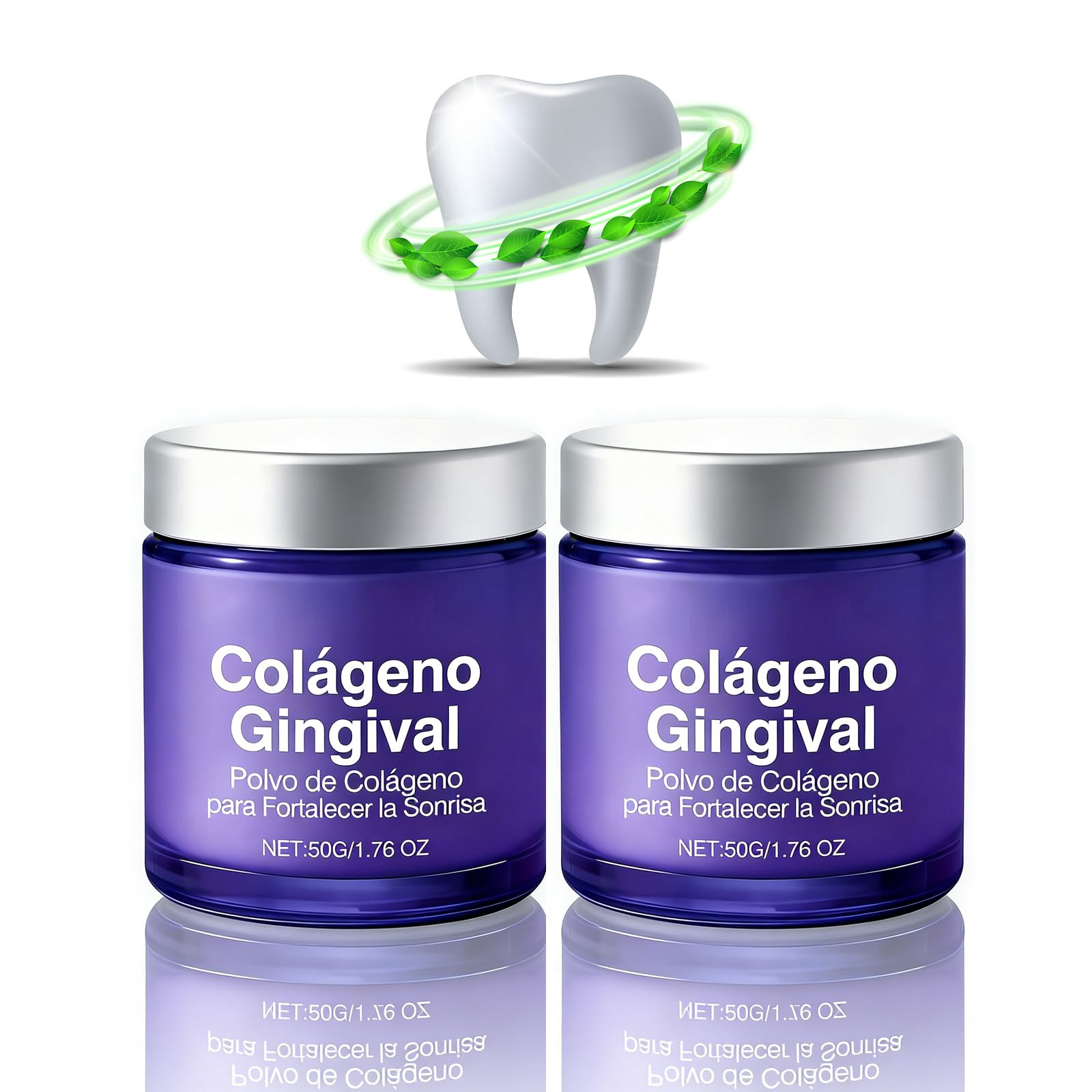 Colágeno Tooth en Polvo, Pasta Dental en Polvo con Colágeno e Hidroxiapatita, 50G, Cuidado de Encías, Protección del Esmalte y Limpieza Suave Diaria, Frescura y Limpieza Natural (2PC) - 2