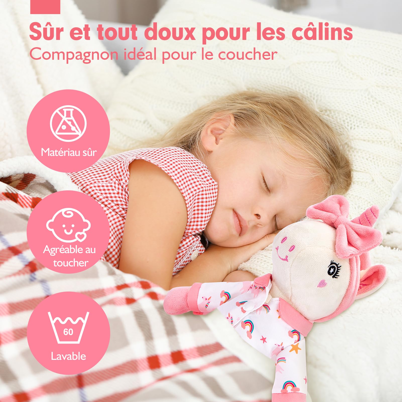 hahaland Licorne Peluche pour Filles 3+ Ans, Licorne à Habiller avec 3 Ensembles de Vêtements & 1 Sac Nuage en Fourrure, Jouet Créatif Jeu de Rôle, Cadeaux Anniversaire pour Fille 3 4 5 6 7 Ans
