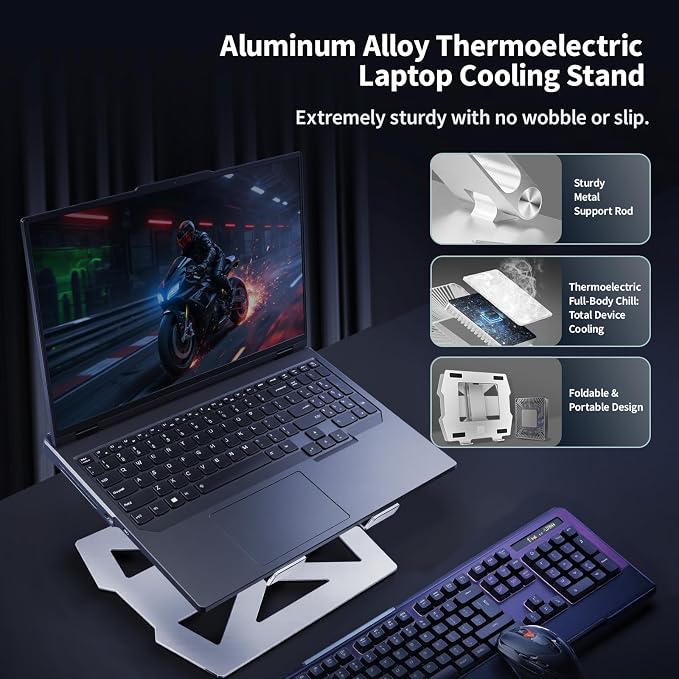 Base para Laptop con Cooler Peltier Ajustable de Altura miniatura 3