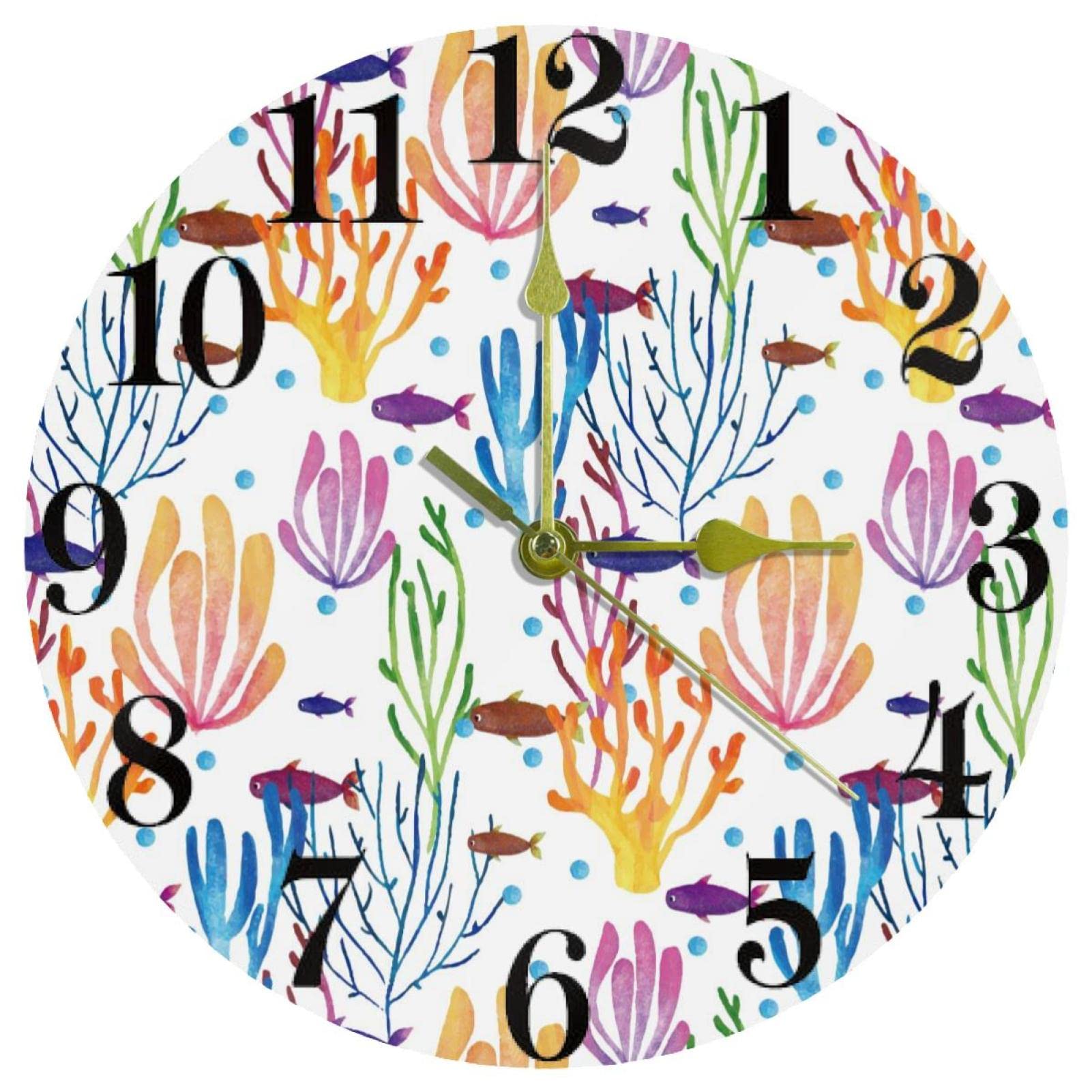 Horloge murale ronde poisson violet quartz de 25,4 cm