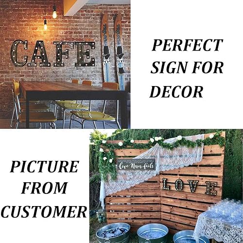 Miniatura 3 de Oycbuzo - Cartel de letras con luces LED doradas y negras, estilo industrial y clásico, para decoración de cafeterías, bodas, fiestas de cumpleaños,