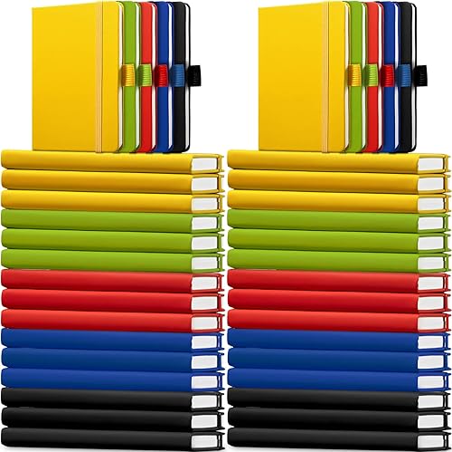 Paquete de 40 cuadernos de bolsillo, tamaño A6, mini diario de tapa dura, cuadernos forrados de piel sintética de 3.5 x 5.5 pulgadas, bloc de notas