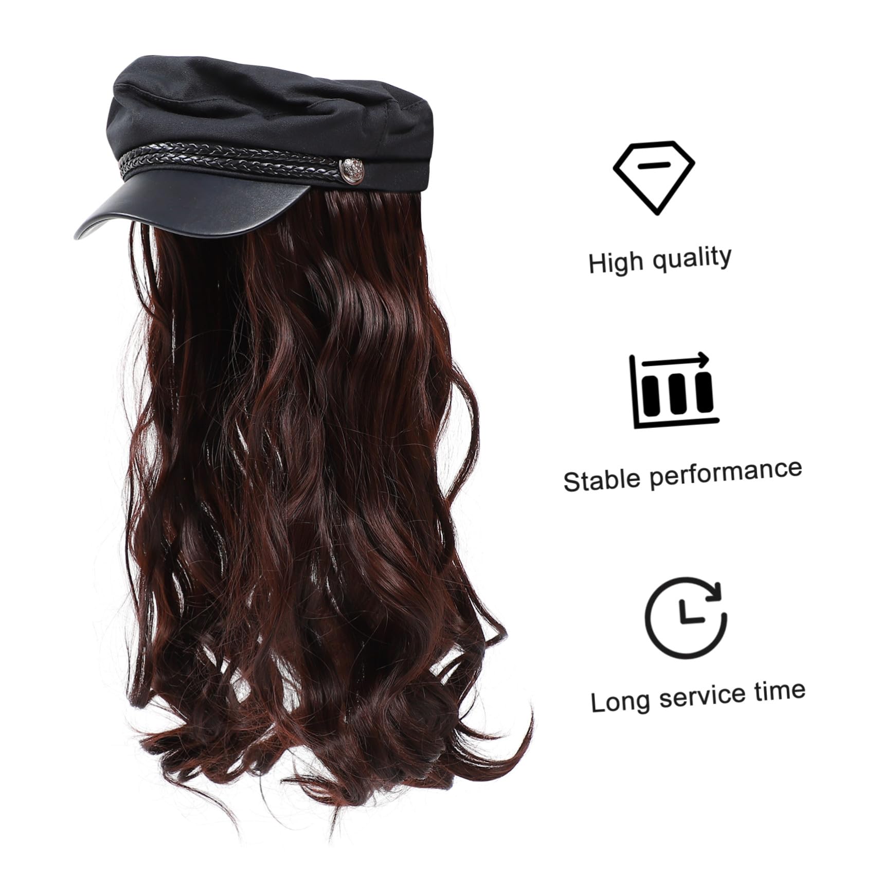 Homoyoyo Peluca Sintética con Gorro para Mujer Naturales Largas Accesorio de Cabello Realista y Cómodo para Fiestas y Diario
