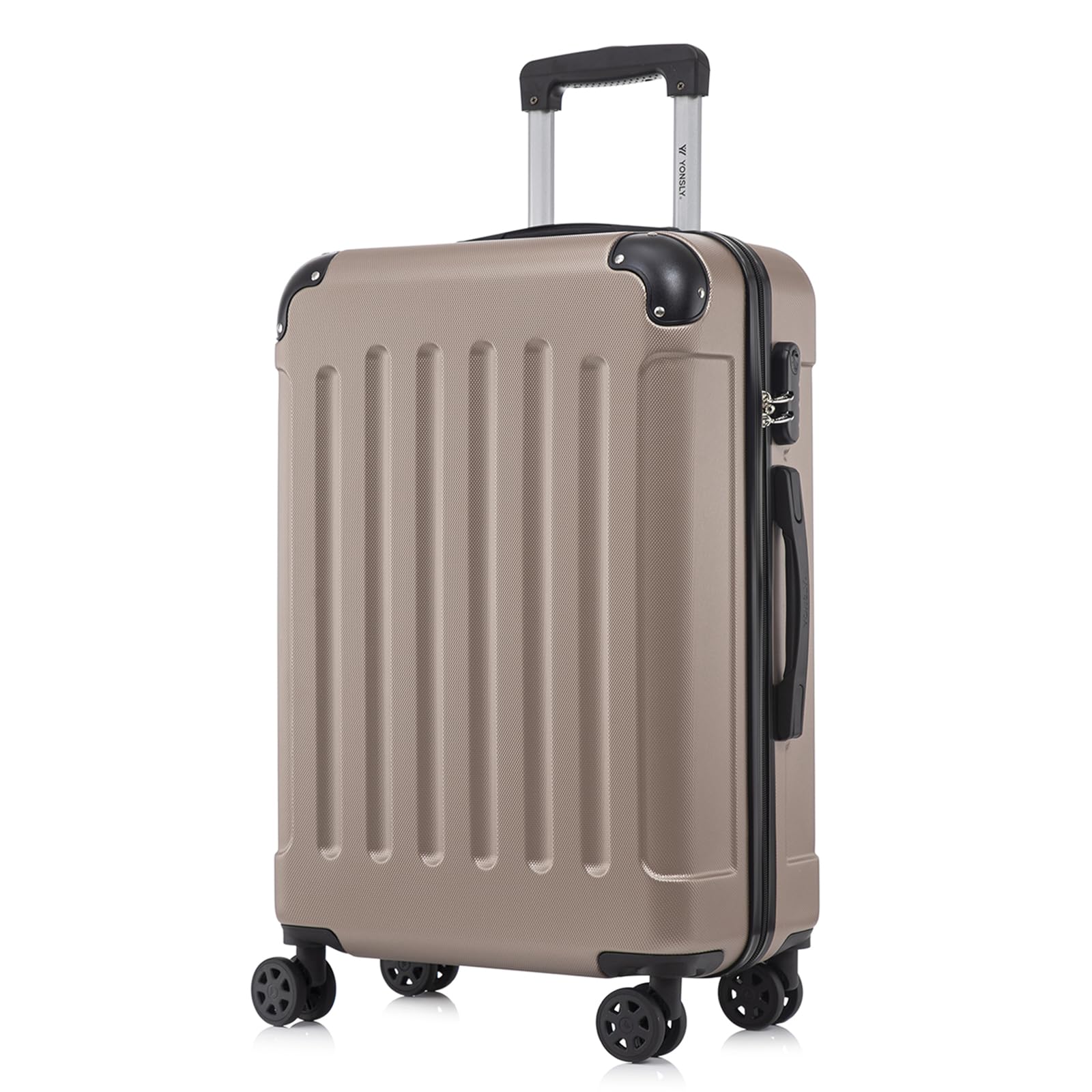 yonsly Koffer Suitcase, Trolley Reisekoffer, Rollkoffer Handgepäck mit 4 Rollen 360°, ABS Hartschalen, Sicherheitsschloss, Weicher Gummigriff, 210D-Futter