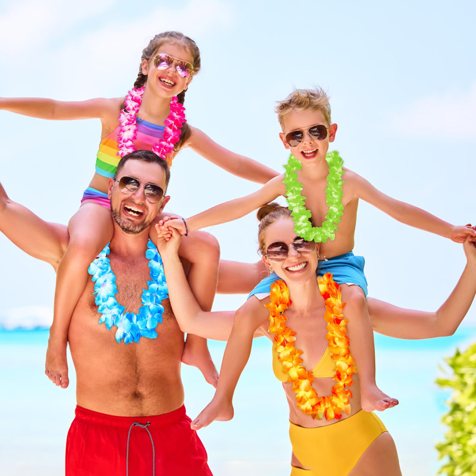 40 Stück Hawaii Blumenketten - Bunte Lei Für Party & Strand