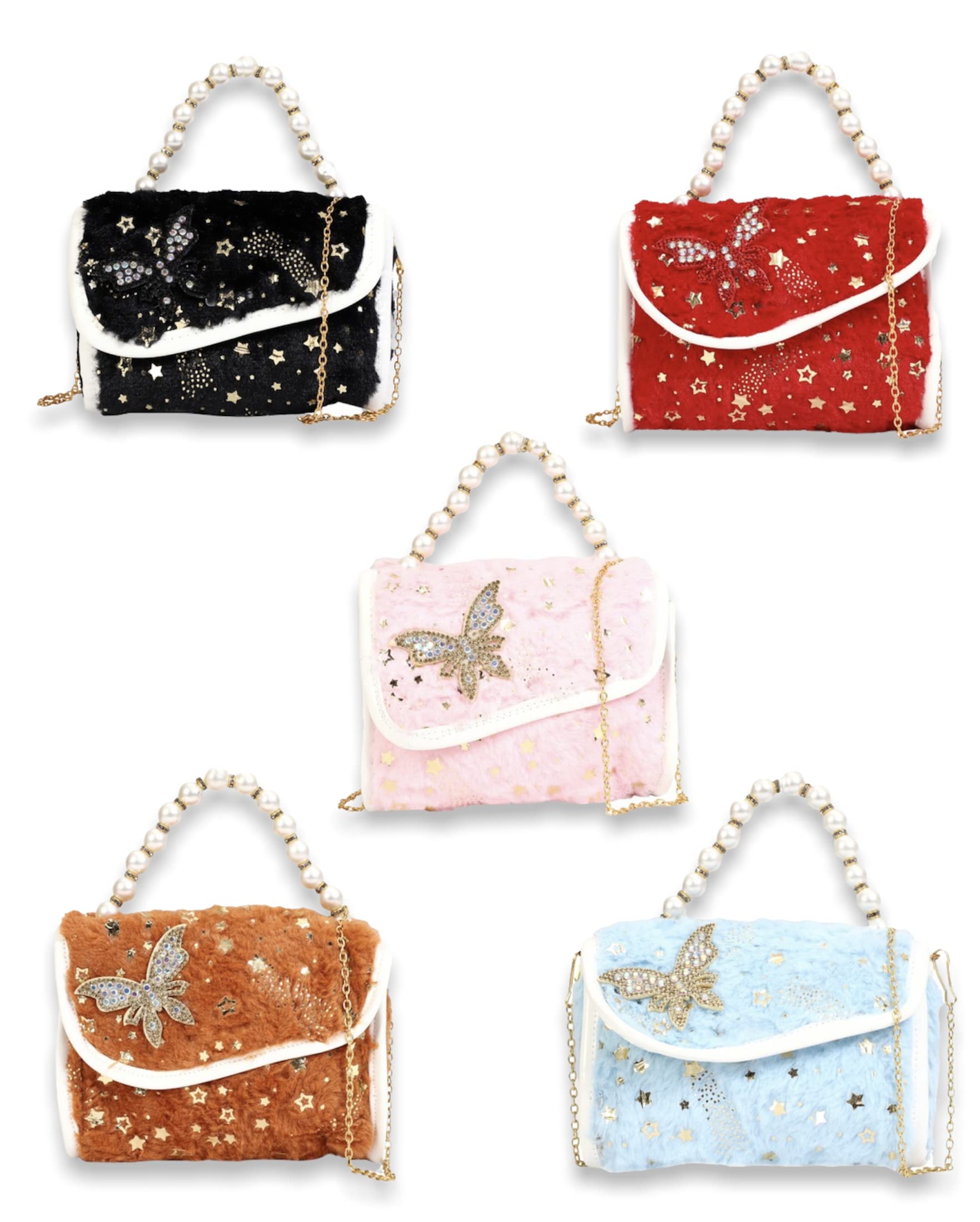 Fur Sling Bag 1 Piece Mini Cute Small Size Little Butterfly Purse Handbag for Girls Kids Women/Coin Pouch Make up Vanity Wallet Pouch Multicolor (Random Colors)-image-34