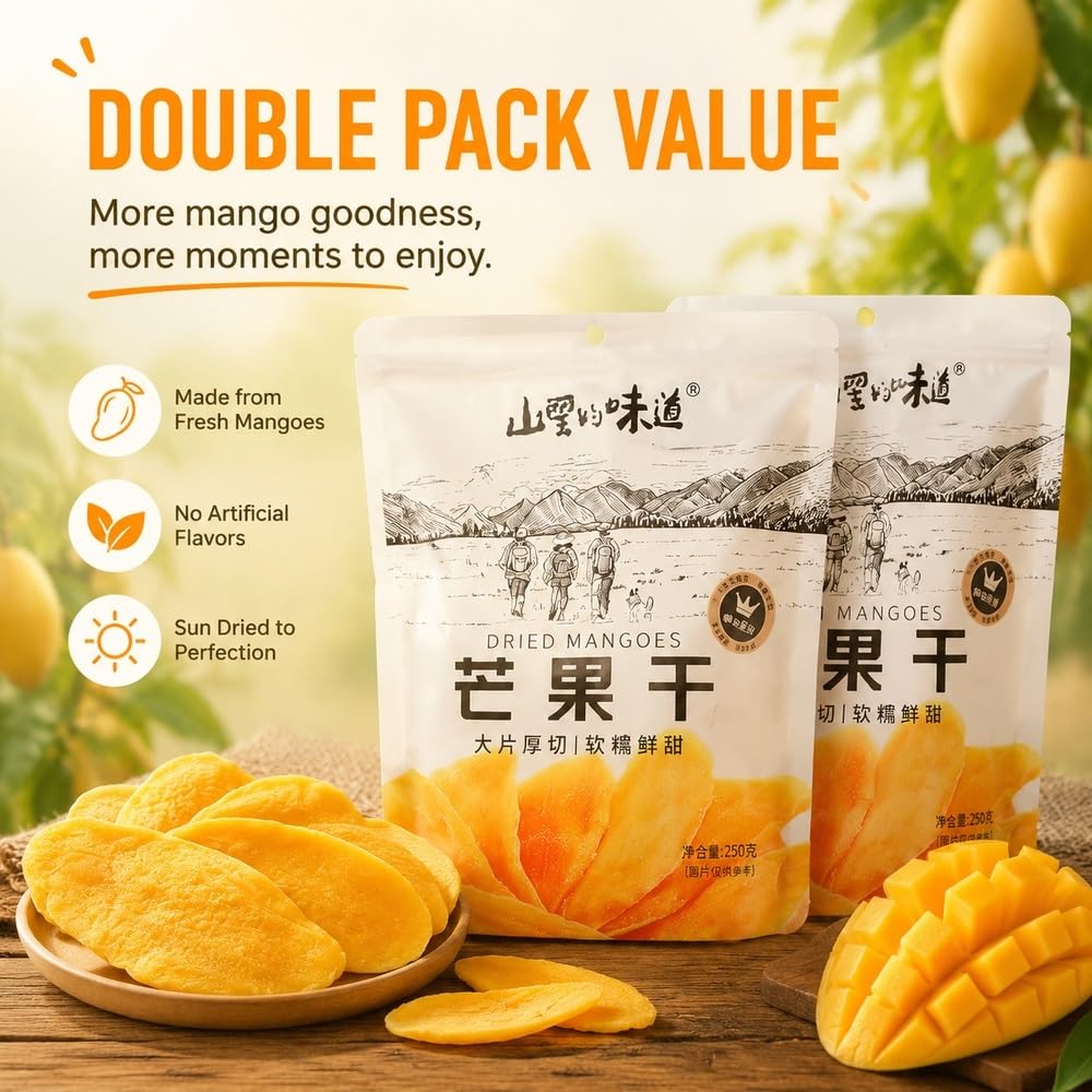 Rebanadas de mango seco cortado original 250 g × 2 bolsas