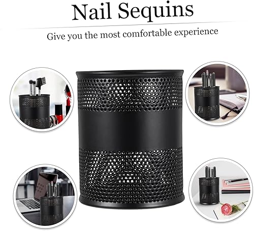 Miniatura 9 de Operitacx 3 unids hierro pluma olla papelería decorar pluma cubo hierro red metal papelería titular de la pluma de alambre de hierro organizador de