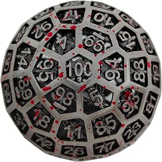 WZLHJRAR D100 DND Dice Metal Cutout D100 Polyhedral Dice D&D Cosplay Dice D100 Dungeon and Dragon Accessories Board Game Large Giant D100 Pathfinder Diameter (1.96