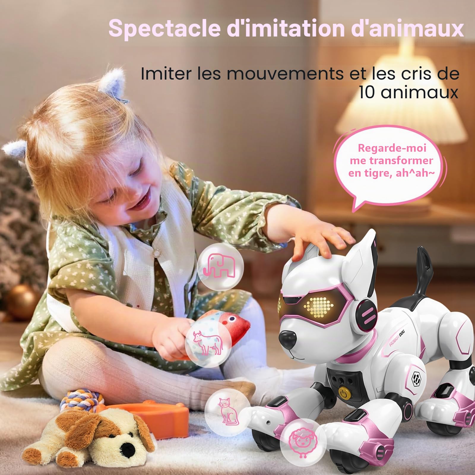 PRANITE Chien Robot Programmable Télécommandé Rechargeable pour Enfants