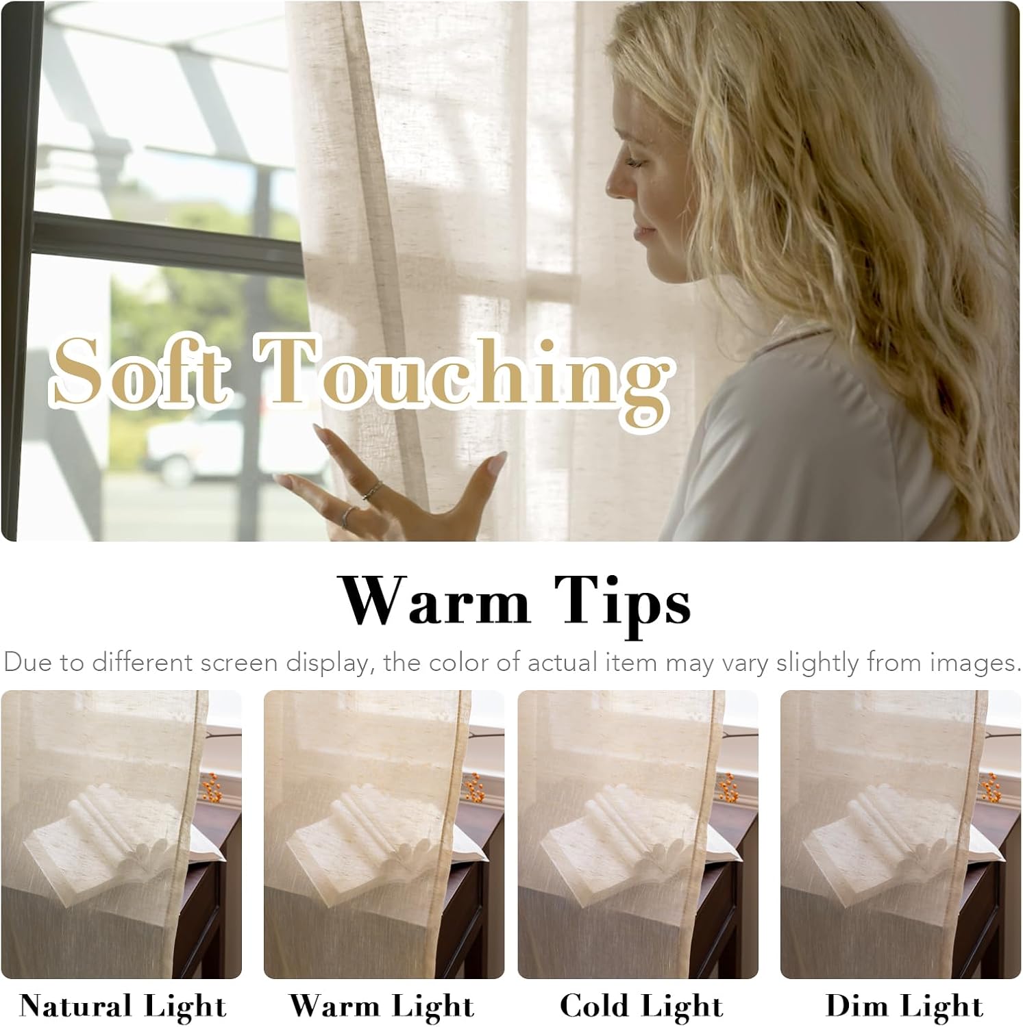 H.VERSAILTEX Linen Curtains Nickel Grommet Natural Linen Semi-Sheer Curtains 2 Panels Privacy Added Premium Soft Rich Material Drapes for Bedroom/Livingroom - 52x96 - Inch - Linen