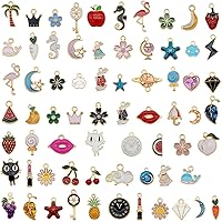 JulieWang 30pcs Mixed Enamel Charms Pendants Bulk - Jewelry Making Supplies for Necklaces Earrings Bracelets Crafts