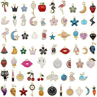 JulieWang 30pcs Mixed Enamel Charms Pendants Bulk - Jewelry Making Supplies for Necklaces Earrings Bracelets Crafts