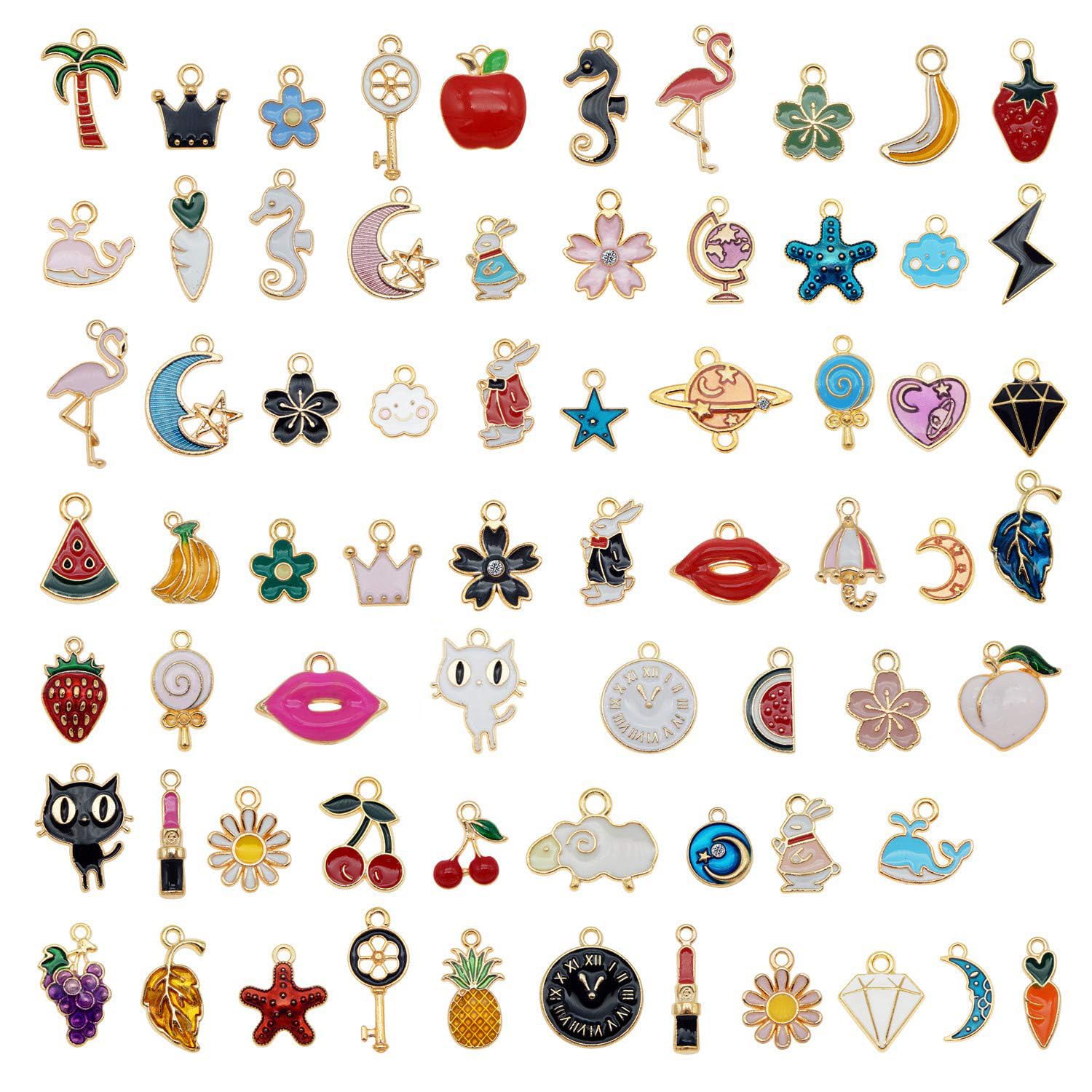 30pcs Mixed Enamel Charms Pendants for Jewelry Making Bulk lot Necklace Earrings Bracelet Craft Findings