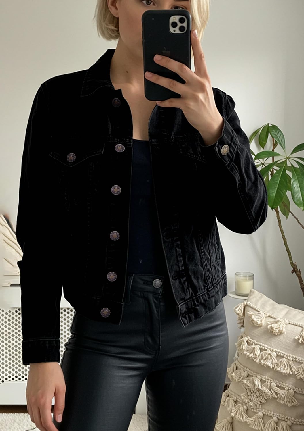 JMOJO Jean Jacket Women - 100% Cotton Denim Jacket for Women Clothing in Regular Fit & Plus Sizes with Waist Adjuster - Image 2