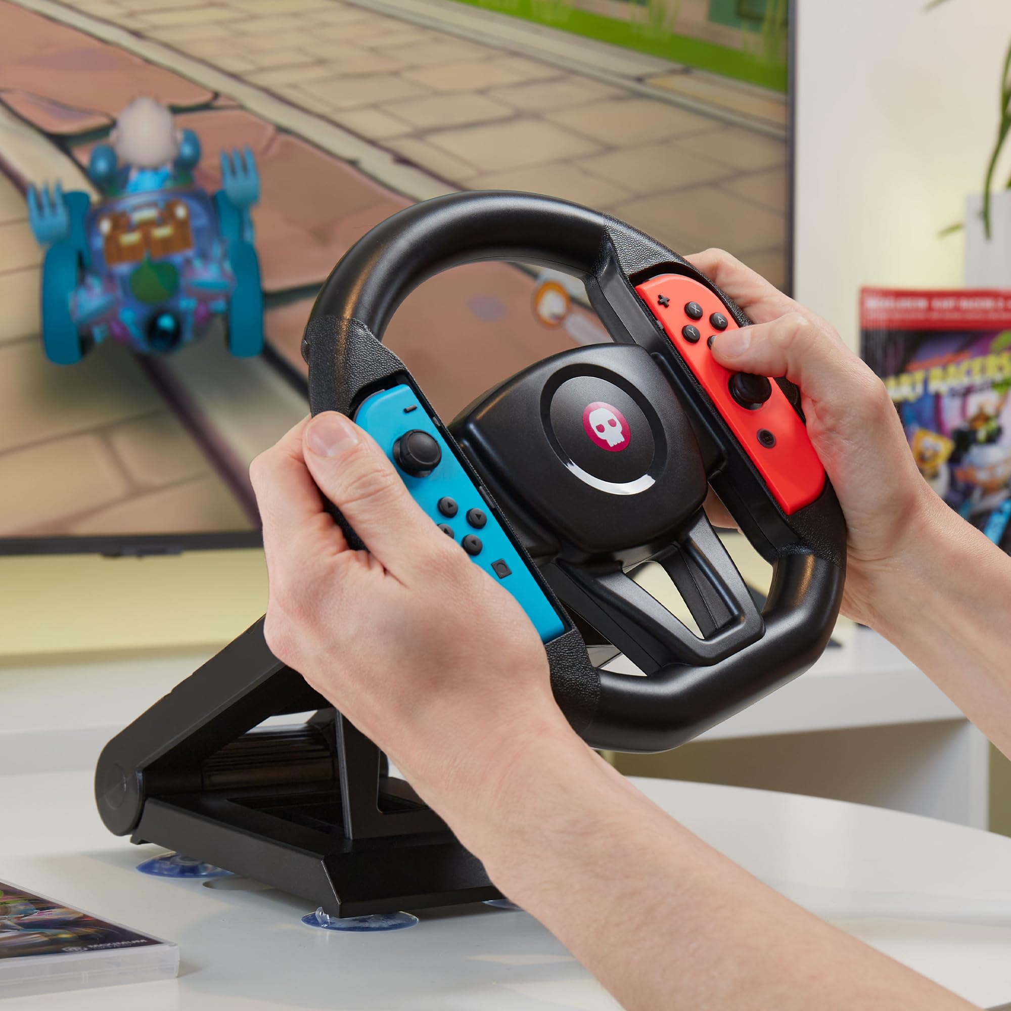 Nickelodeon Kart Racers 2 & Ufficiale Numskull Joy-Con Volante Deluxe Bundle - Gioco ufficiale Nintendo Switch con accessori da tavolo per console switch
