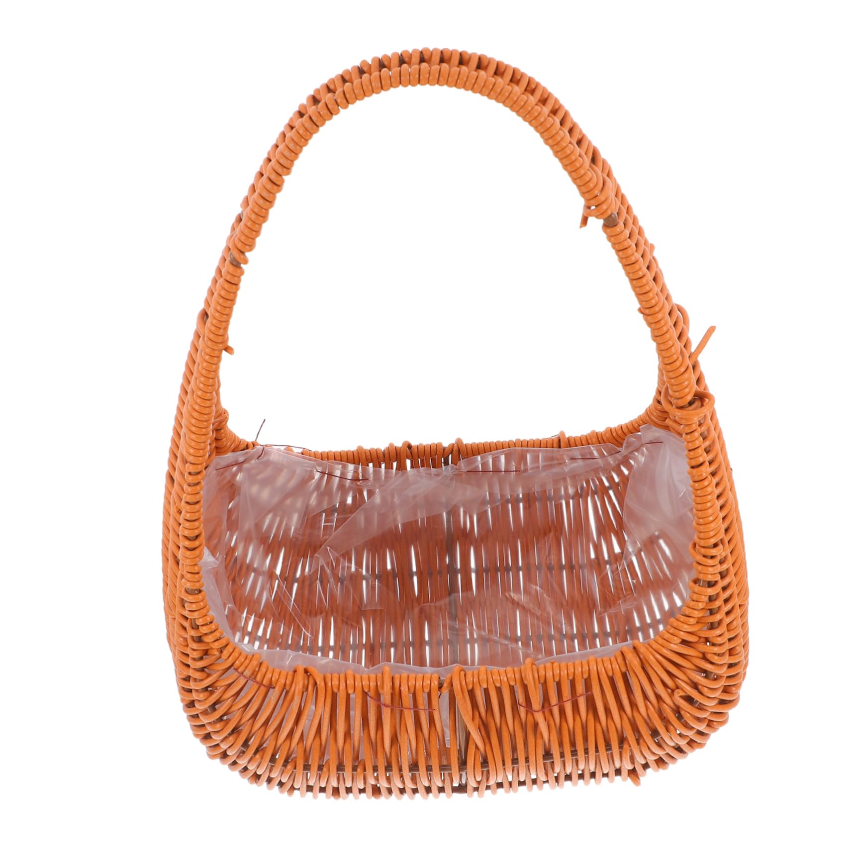 Alipis Cesta Tejida de Mimbre Sintético Marrón con Asa para Bodas y Decoración Floral, Cesta Vintage Elegante con Uso Versátil y Diseño Artesanal