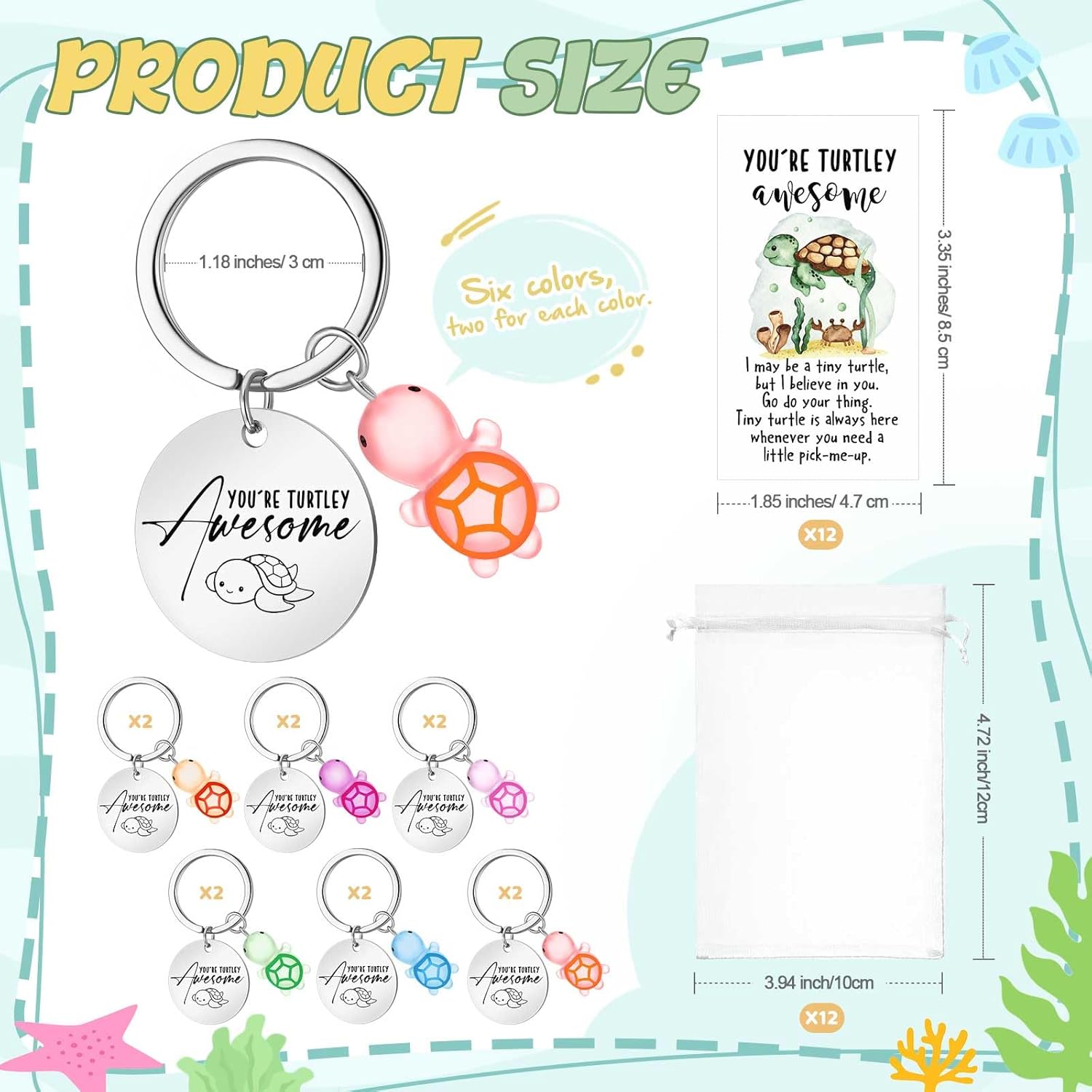 Positive Turtle Keychain Emotional Support Employee Appreciation Gift for Coworker Volunteer Team Staff - Image 2