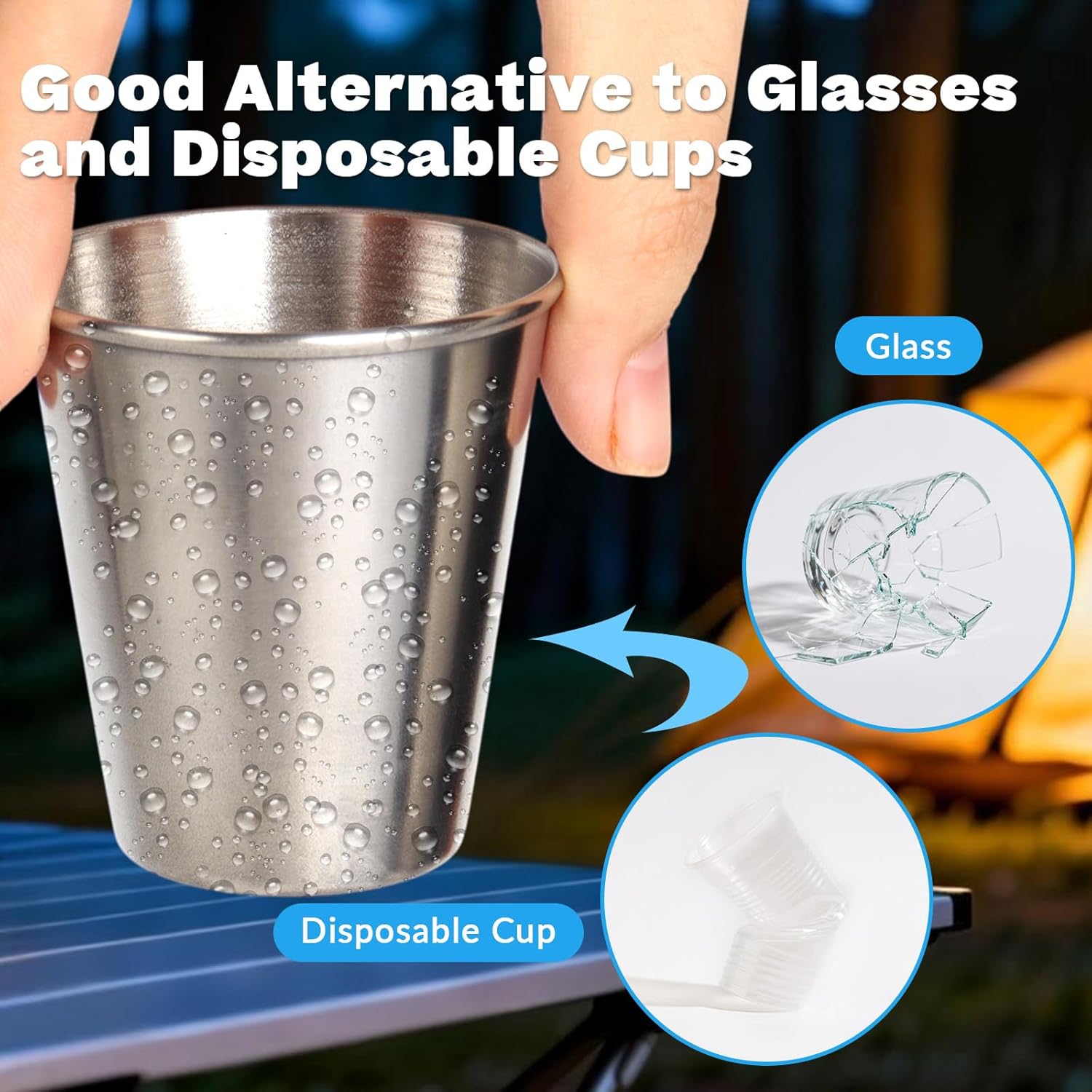 Metal Shot Glasses, 8 Pcs 2.36 oz Stainless Steel Liquor Glasses, Espresso Cups, Whiskey Glasses, Wine Glasses, Portable Drinkware for Bar, Home, Restaurant & Travel (70ml) - Image 5