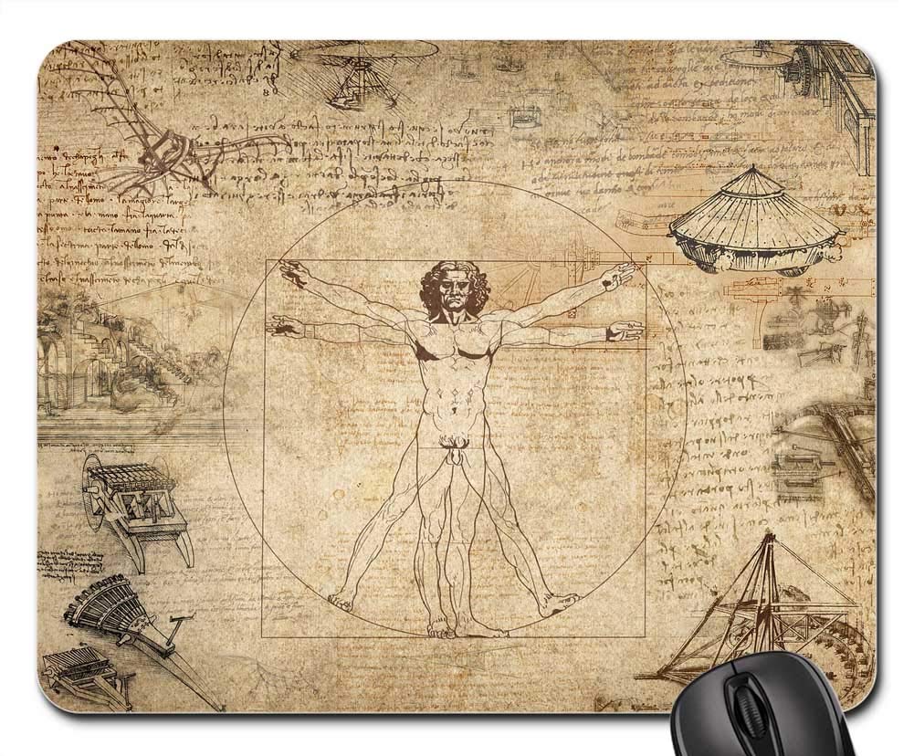 Mouse Pad - Collage Leonard Da Vinci Vitruvian Man Desktop Old