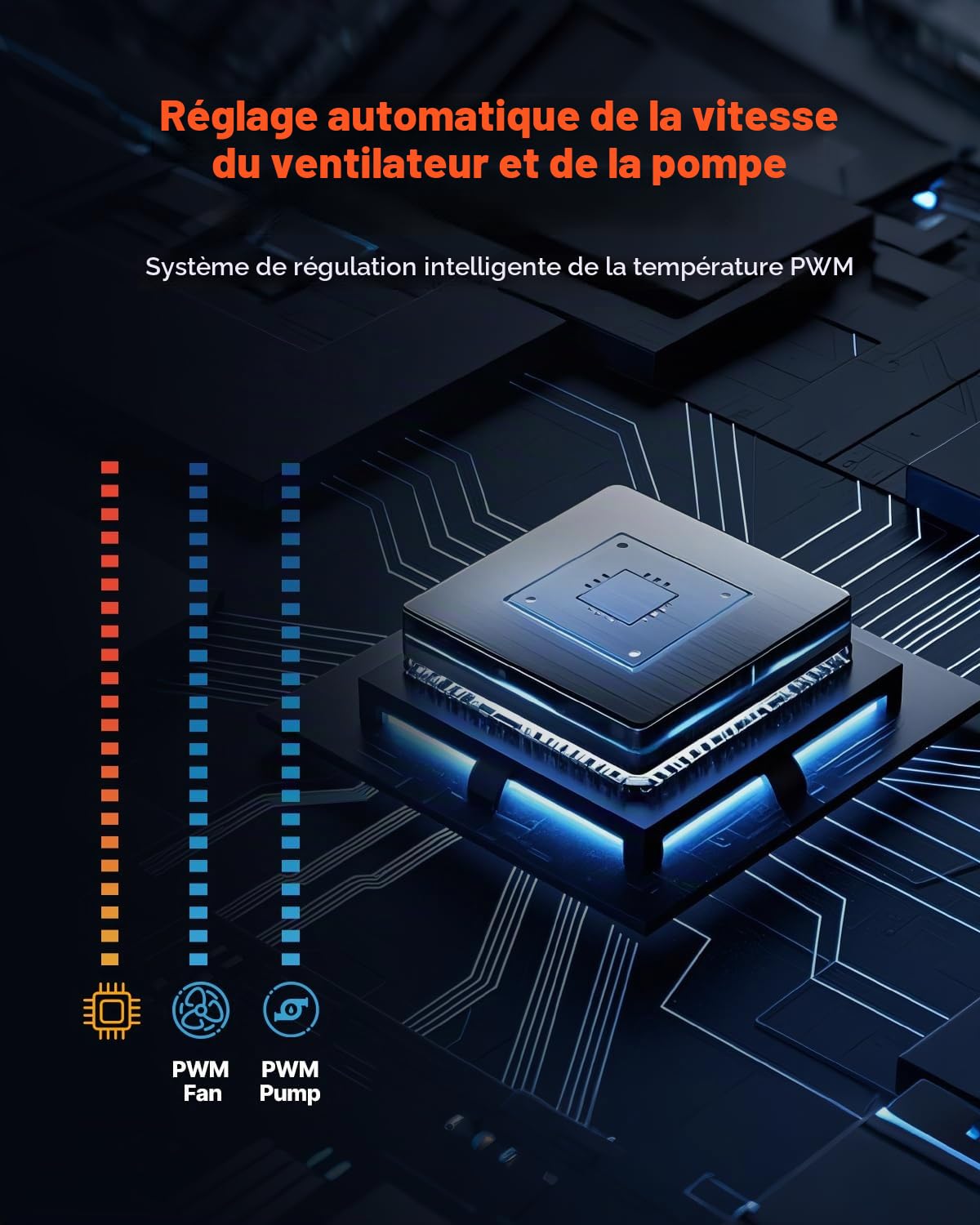 VEVOR Refroidisseur Eau pour Processeur AIO, Refroidisseur Liquide PC avec 2 Ventilateurs et Pompe PWN 120 mm, Écran LCD 1,8'', 2200 tr/min, Compatible avec Intel 115X/1366/2011/1700/1200, AMD AM4/AM5