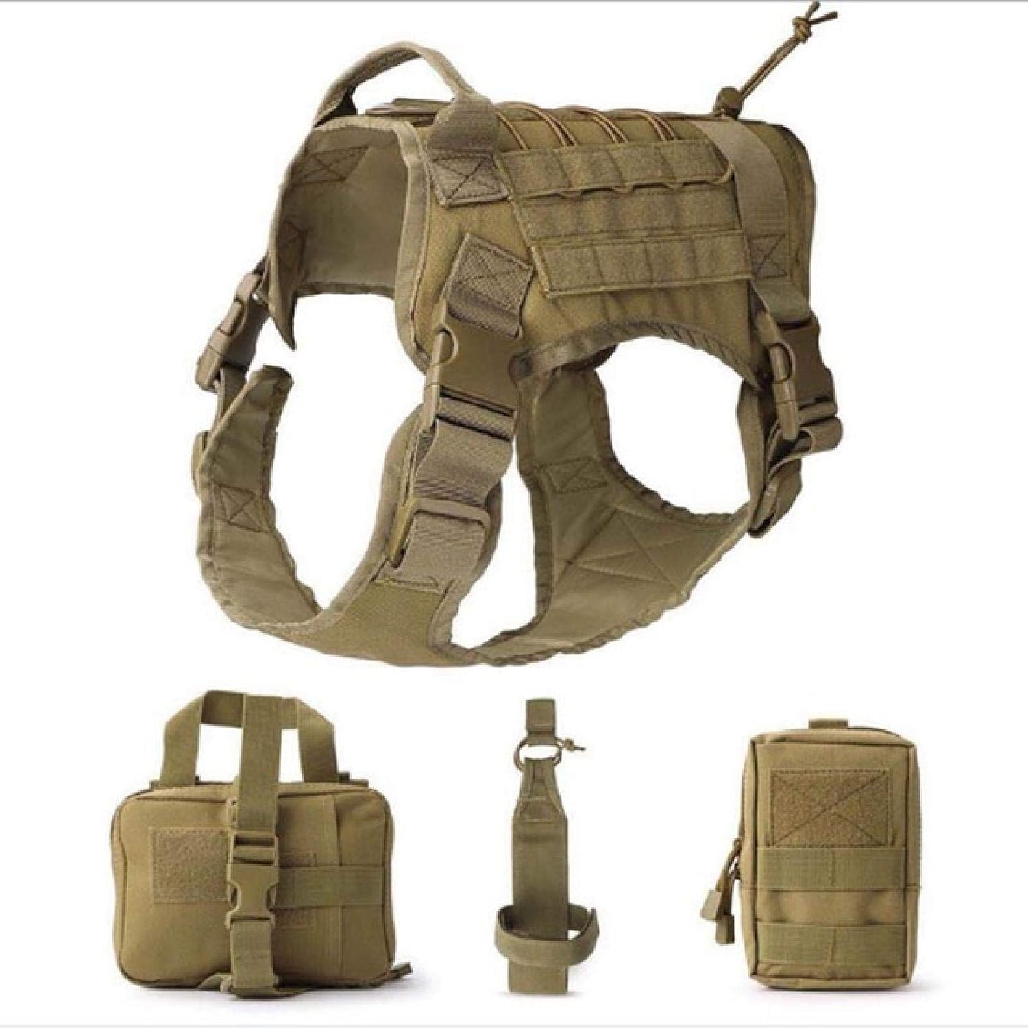 Amazon ミリタリータクティカルドッグハーネスジャーマンシェパードペットドッグベストハンドル付きナイロンBgeeドッグリーシュハーネス