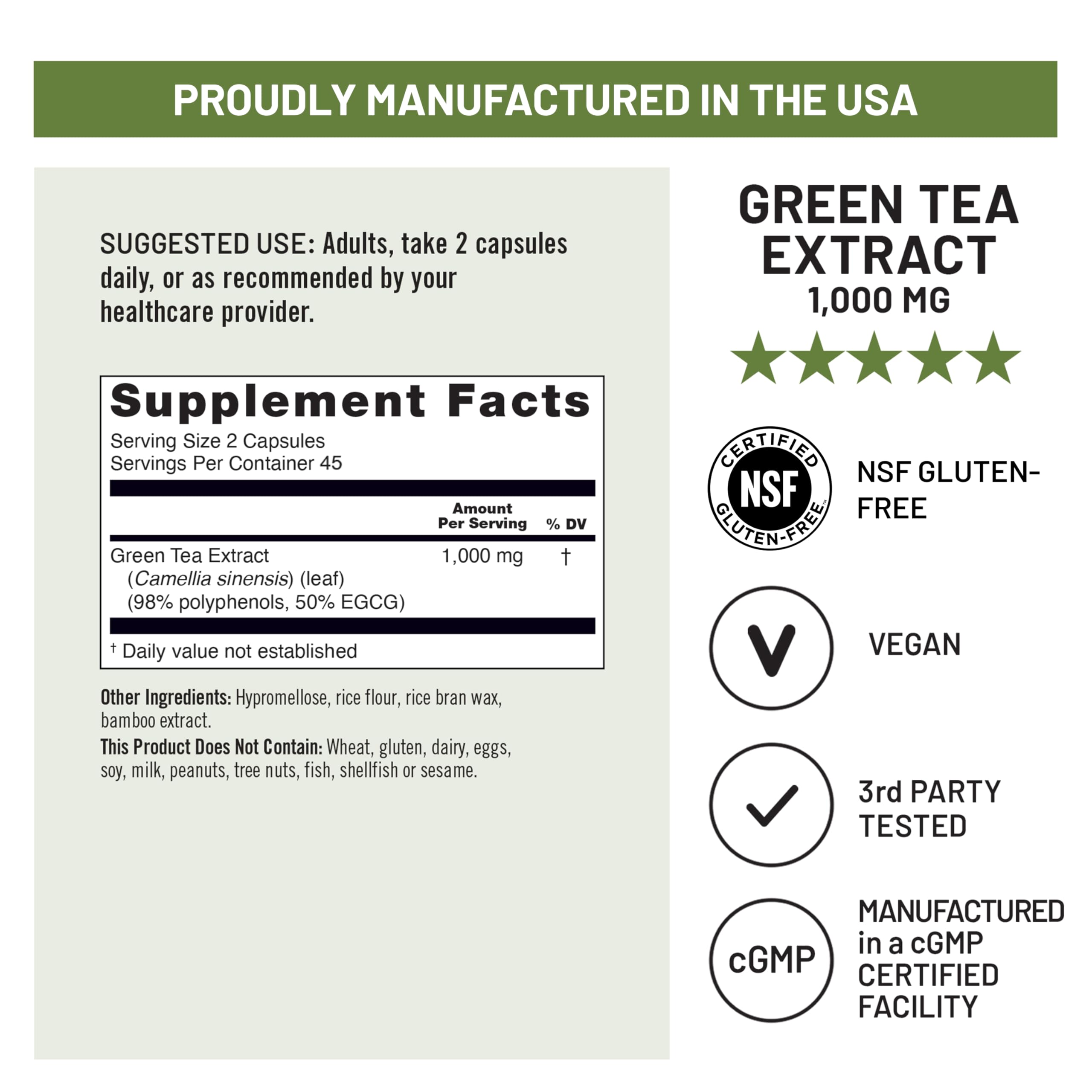 NatureWise Green Tea Extract 1000mg Supplement, 50% EGCG, 90 Capsules — Amazon image 4