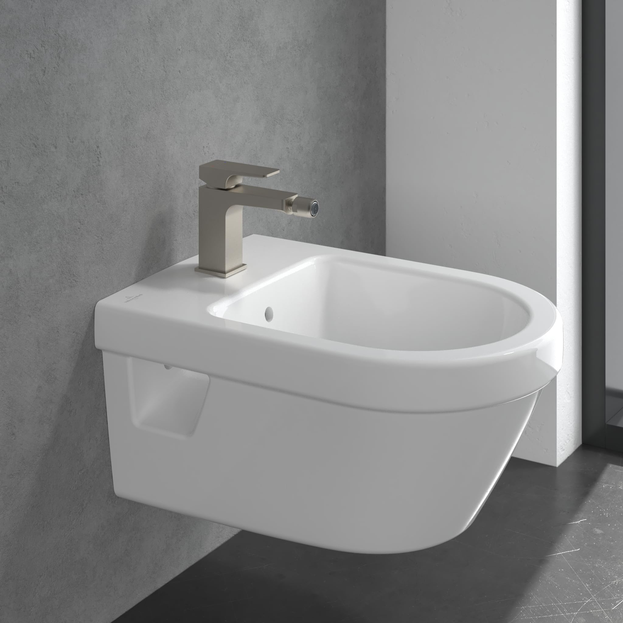 Villeroy & Boch Architectura Square jednouchwytowa bateria bidetowa, bateria bidetowa z drążkiem i ceramicznym wkładem, bateria bidetowa oszczędzająca wodę, wysokość wylotu 100 mm, prostokątna,