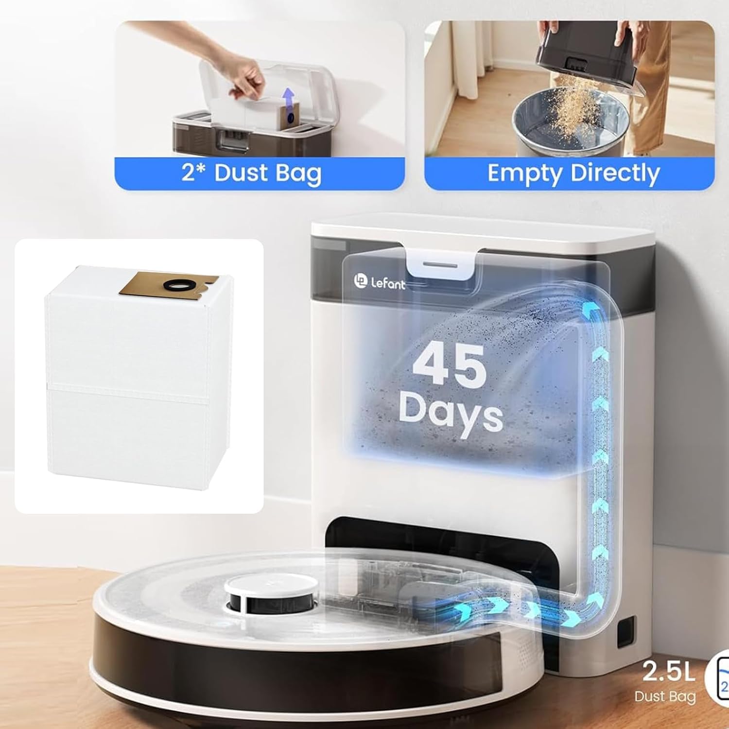 15 Pack Replacement Dust Bag Mop Cloths Compatible with Lefant M2 Plus/ M2 Pro / M2S Pro Robot Vacuum Cleaner Accessories Parts, 9 Dust Bags 6 Mop Cloths