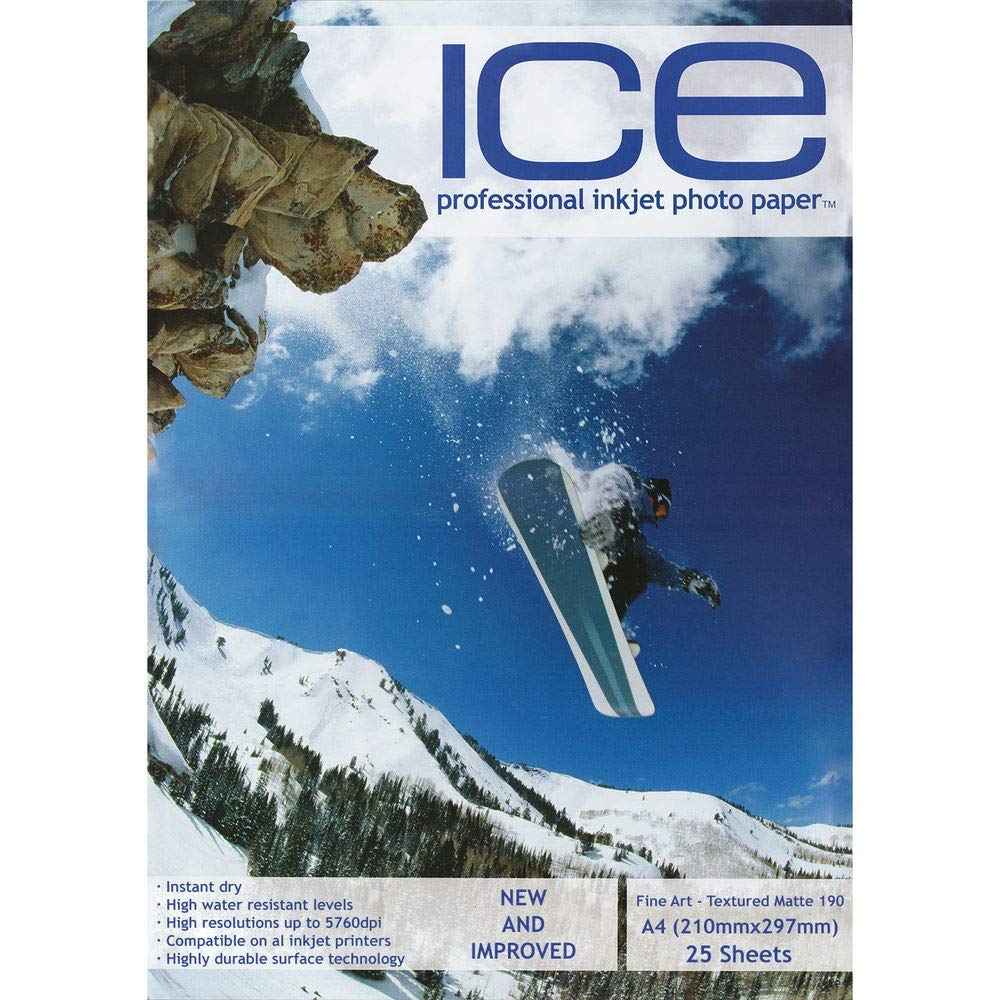 100 Sheets ICE A4 190gsm Fine Art Textured Matte Photo Paper