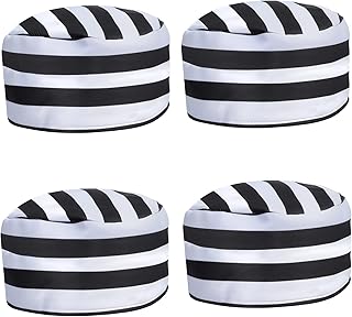 4 Pieces Vintage Prisoner Hat Convict Hats Caps Striped Jailbird Jailhouse Prison Costume Cosplay for Men Women Halloween Party