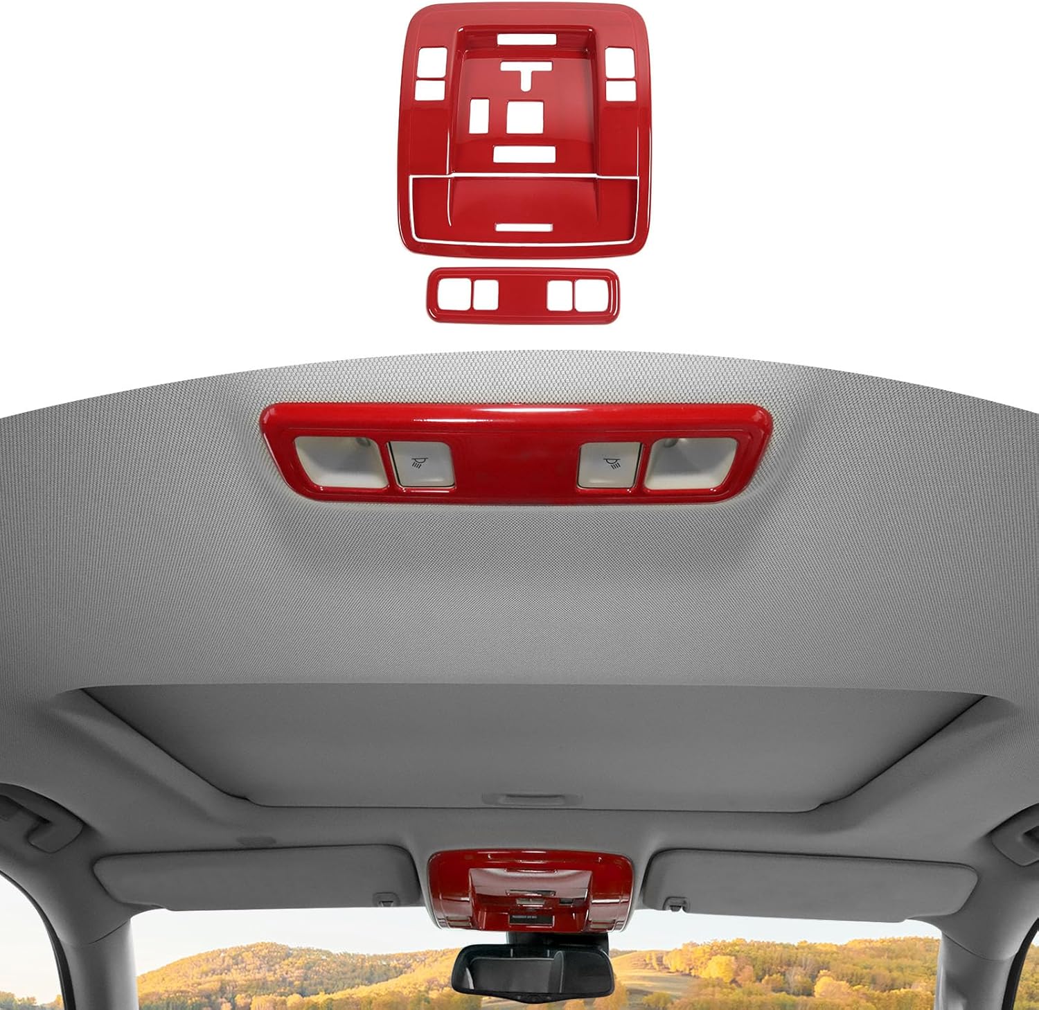 RT-TCZ for Silverado Overhead Console Panel Trim Cover Red for Chevy Silverado GMC Sierra 2014-2018 Red Interior Accessories 3pcs