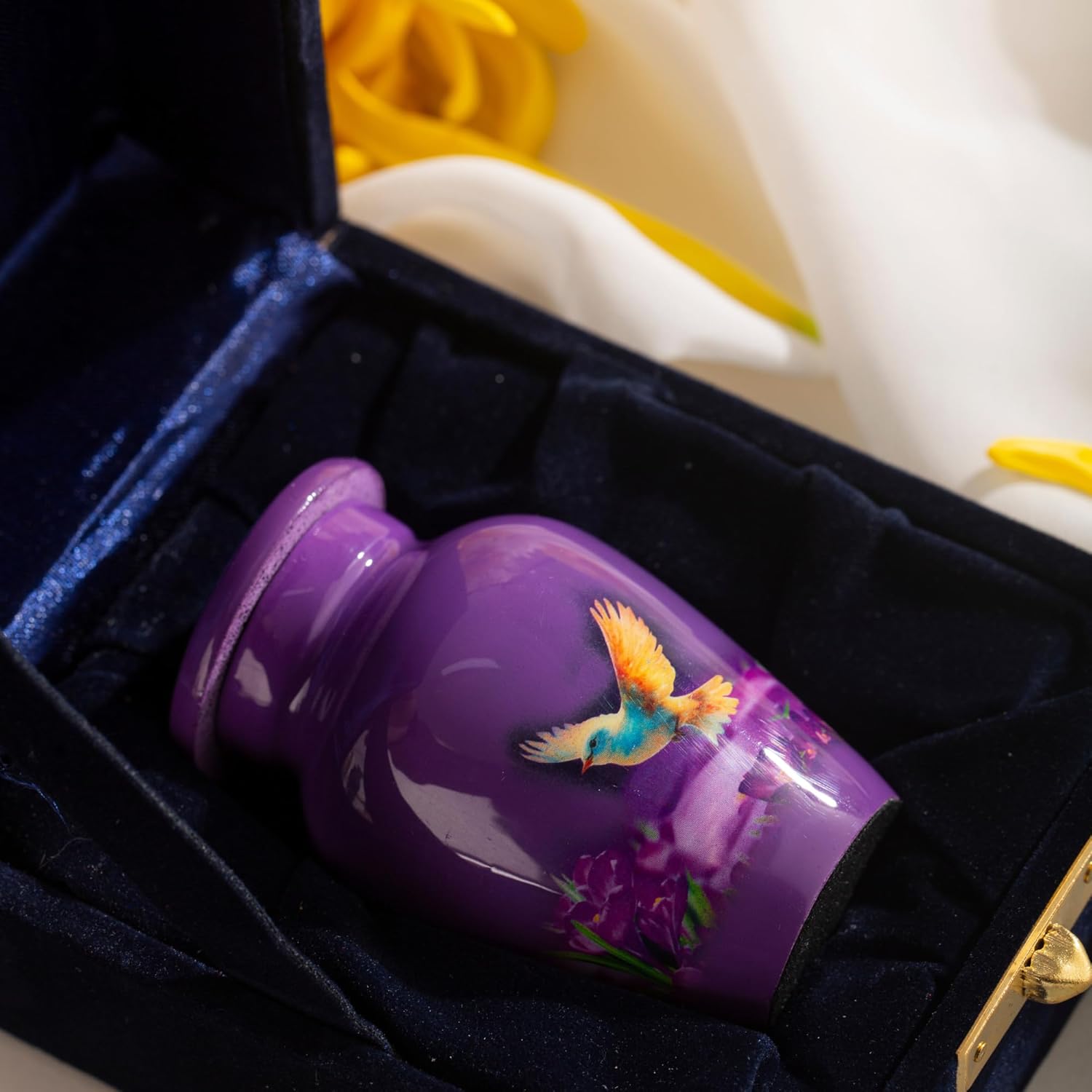 Small Keepsake Cremation Urn for Ashes - Beautiful Mini Memorial Urn with Velvet Box & Bag - Image 5