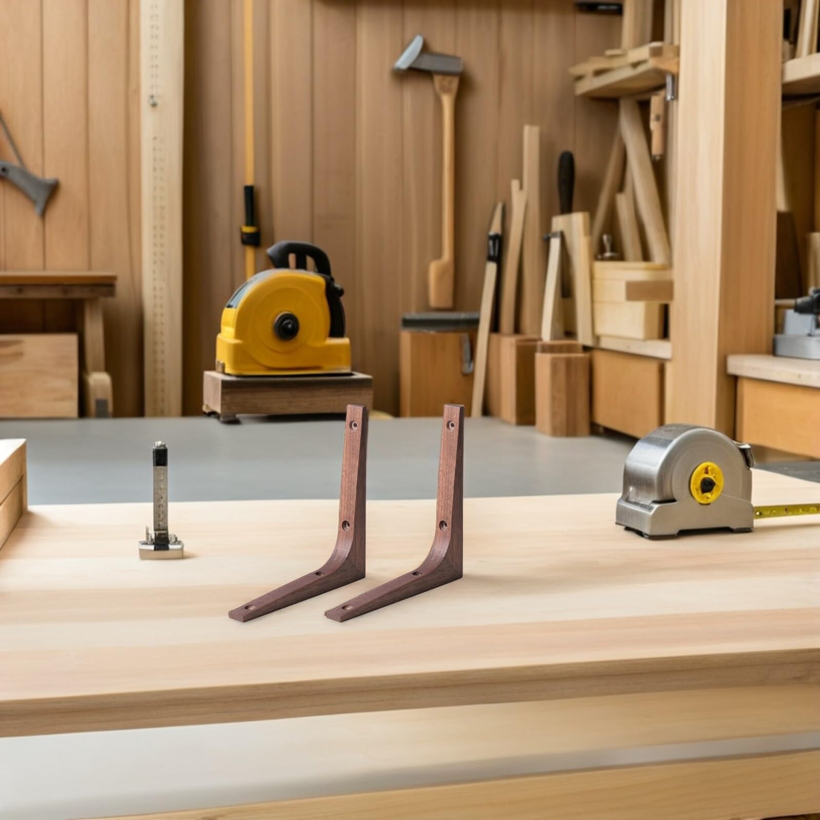 Artibetter Soportes para Estantes de Pared Soporte Triangular Resistente 2 de Madera Maciza Acabado Fino para Fijar Estanterías Firmemente en Pared
