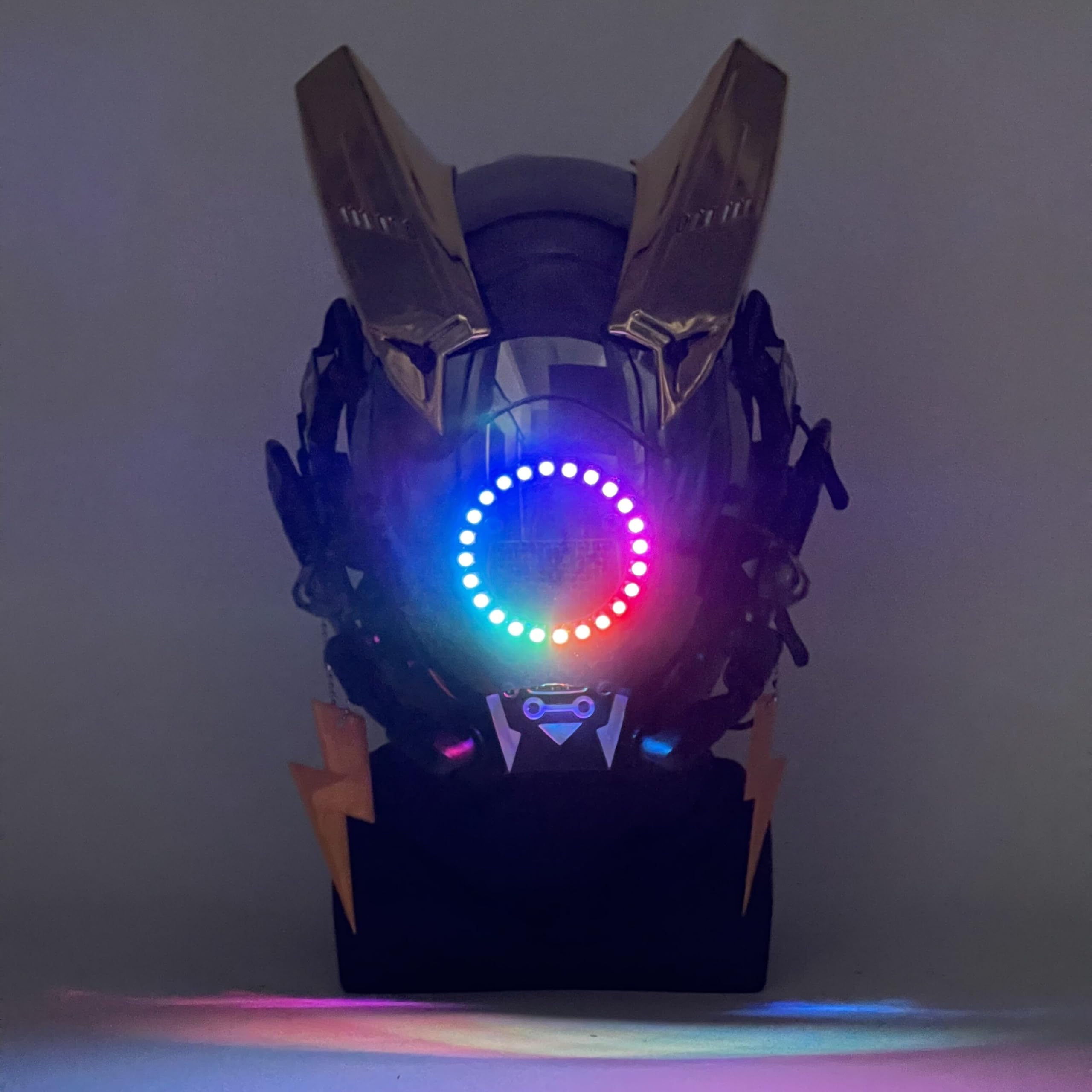 Masque punk futuriste réglable M-Clasp Series avec lumière bleue LED pour Halloween, soirées à thème et festivals de musique
