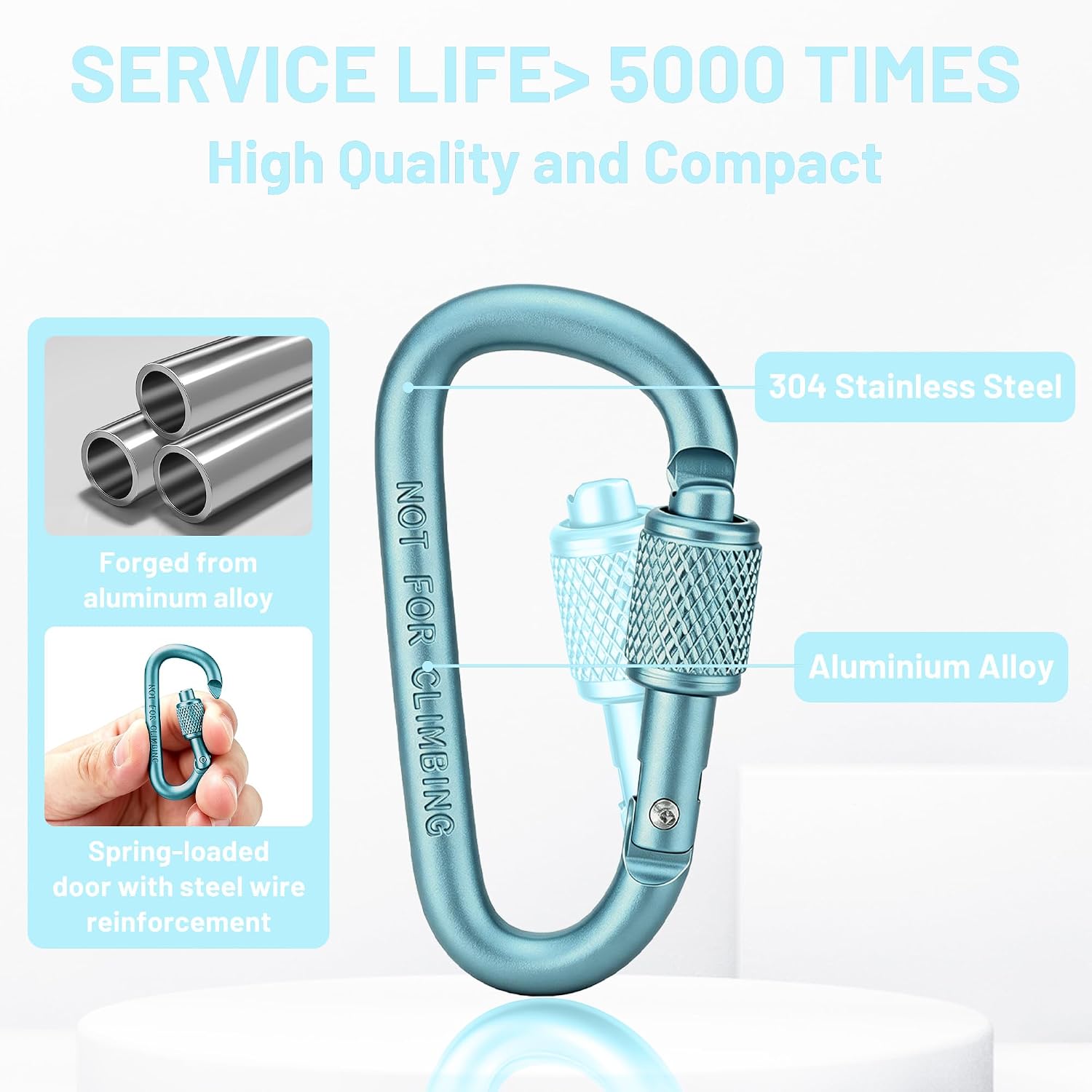 Multi-Pack Aluminum Carabiner Clips, 2" Ultra-Light Spring & Locking for Key,Hiking, Outdoor Activities image 3