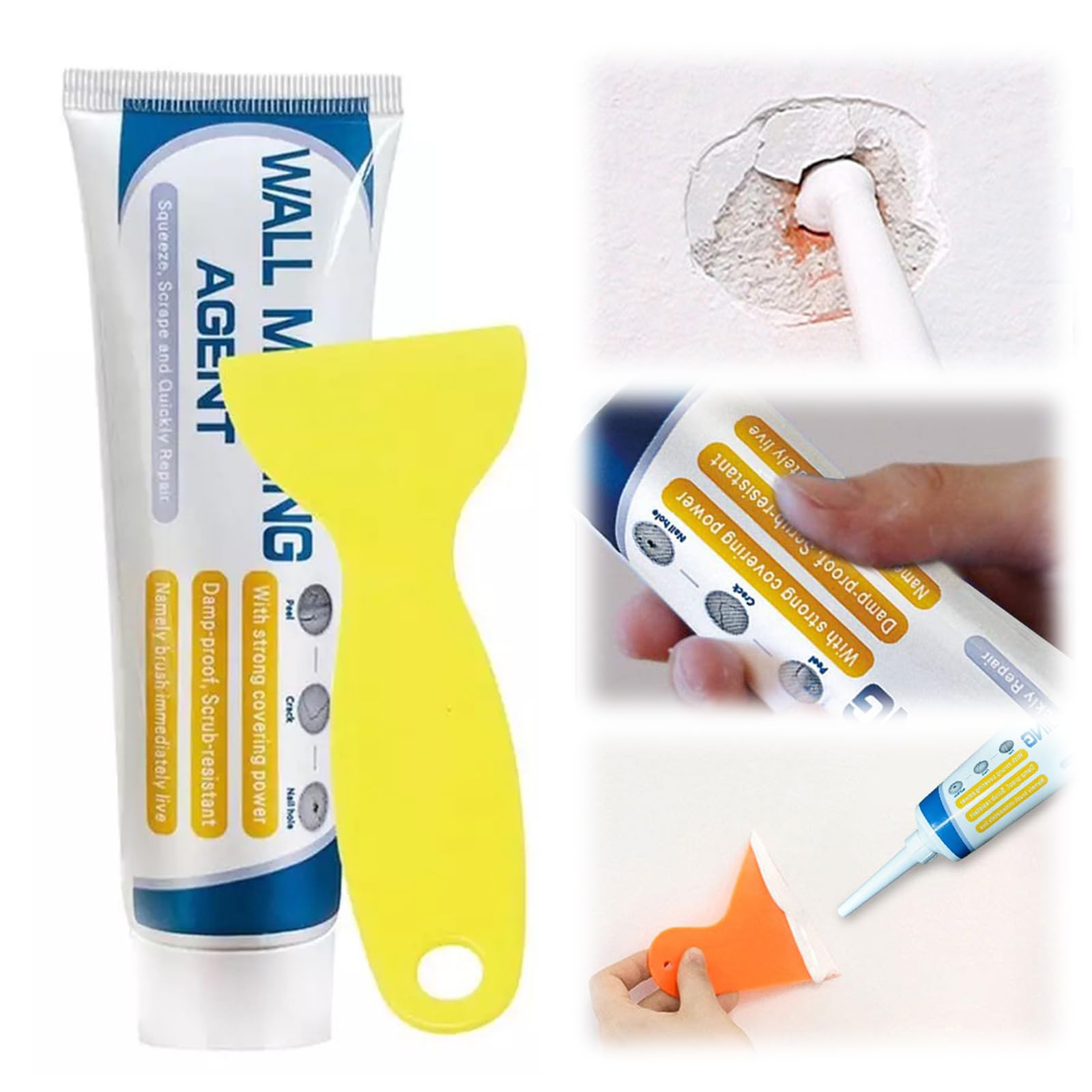 Wandreparaturset mit haftender Spachtelmasse for Risse & Löcher, schnelle & einfache Wandreparatur