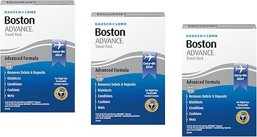 Bausch & Lomb Boston Advance Formula, combo de paquete de viaje (paquete de 3)